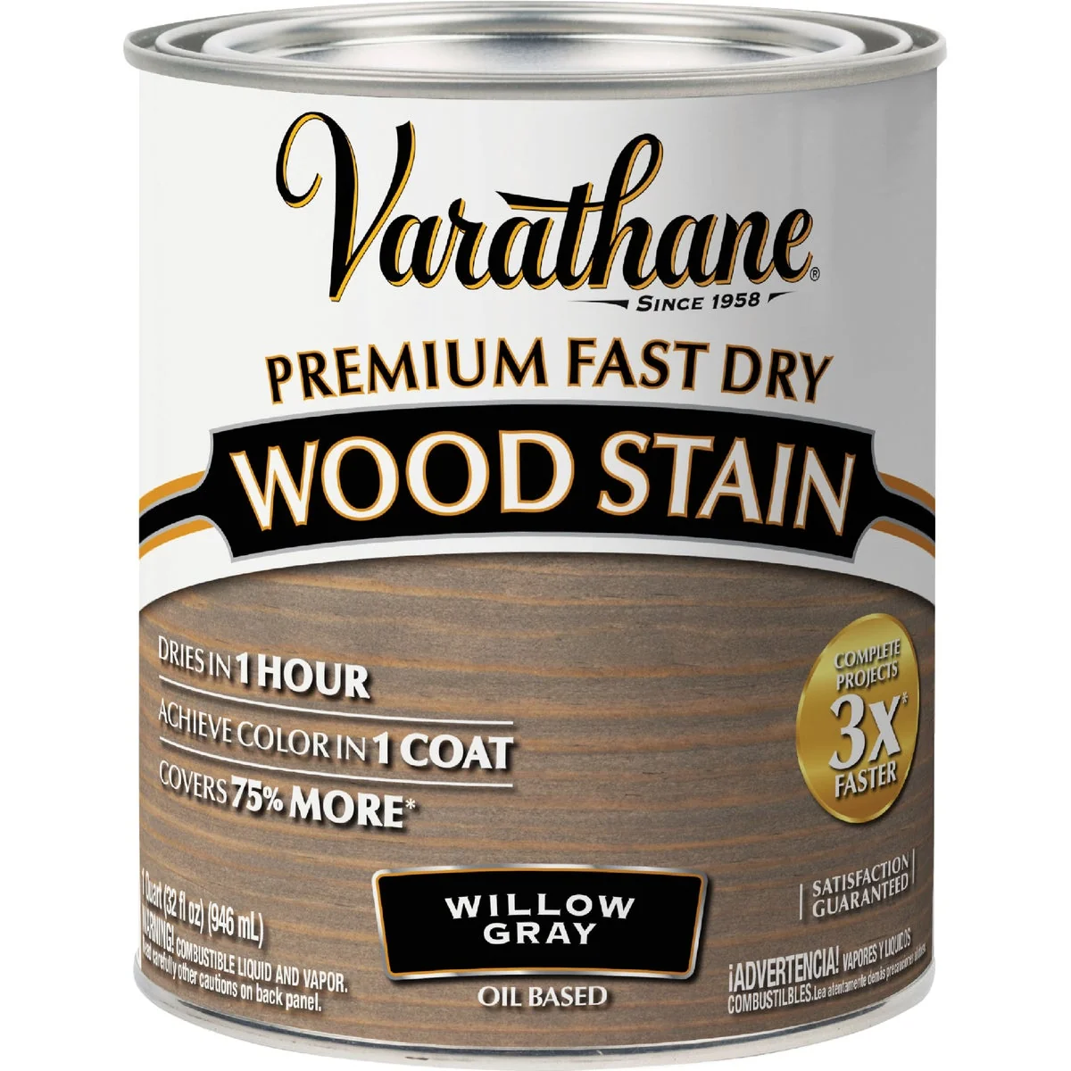 Comfortable Varathane Fast Dry Willow Gray Urethane Modified Alkyd Interior Wood Stain 1 Qt. Professional