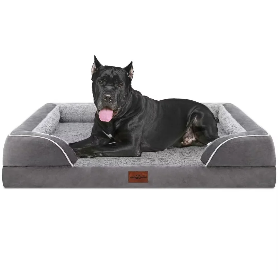 Premium Material Comfort Expression Orthopedic Dog Bed for XXL Dogs — 53x42 in Waterproof Egg Crate Foam Removable Bolsters Organic