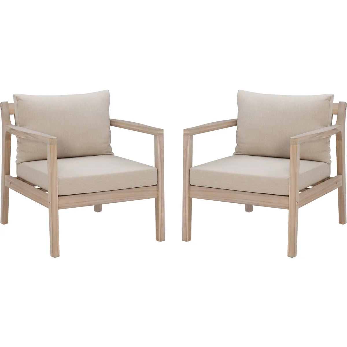 Modern Linon Svana Natural Finish Wood Side Chair with Beige Cushions 2-Piece Trusted