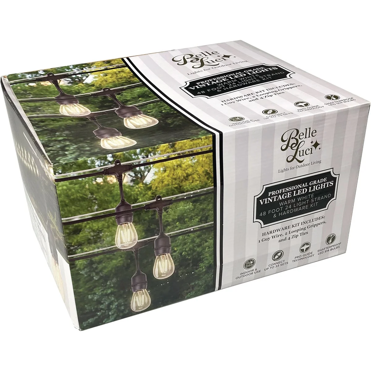 Innovative Holiday Bright Lights Belle Luci 24-Bulb Warm White S14 Vintage LED Light Set Fine