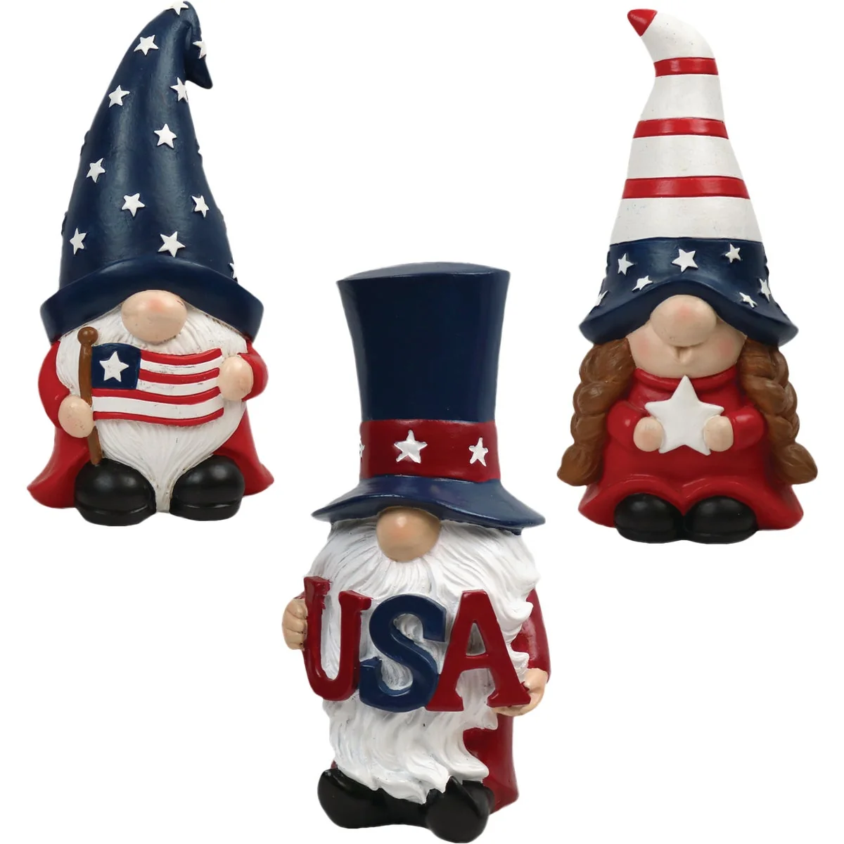Fine Crafted Regal Art Gift Americana Gnome Decor Set 3-Piece Traditional