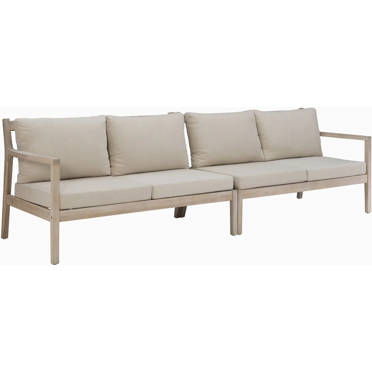 Crafted Linon Svana 54 In. W. x 32 In. D. Natural Finish Wood Loveseat Set with Beige Cushions 2-Piece Breathable