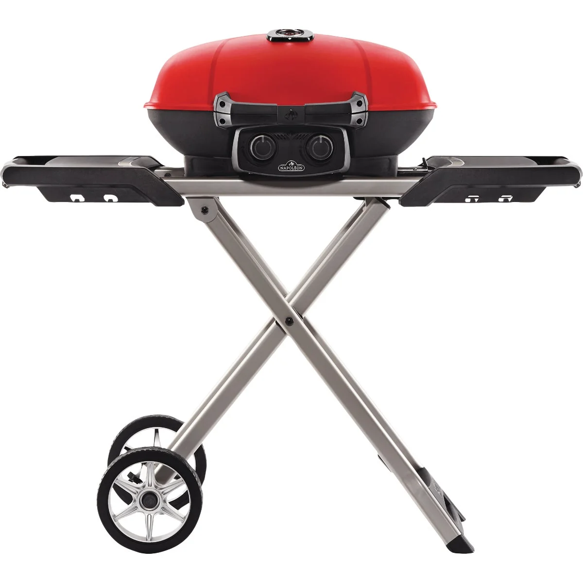 Lightweight Napoleon TravelQ 285X Portable Propane Gas Grill Griddle with Scissor Cart Red Long-Lasting