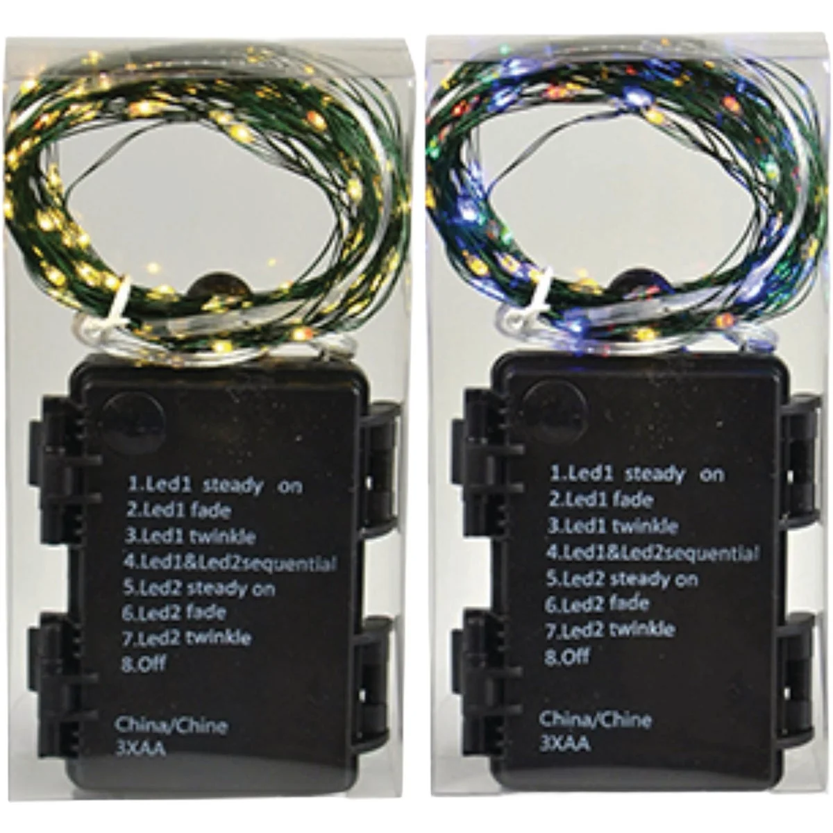 High-Grade Holiday Bright Lights 100-Bulb Warm White Multi Micro LED Battery Operated Light Set with Green Wire Detailed