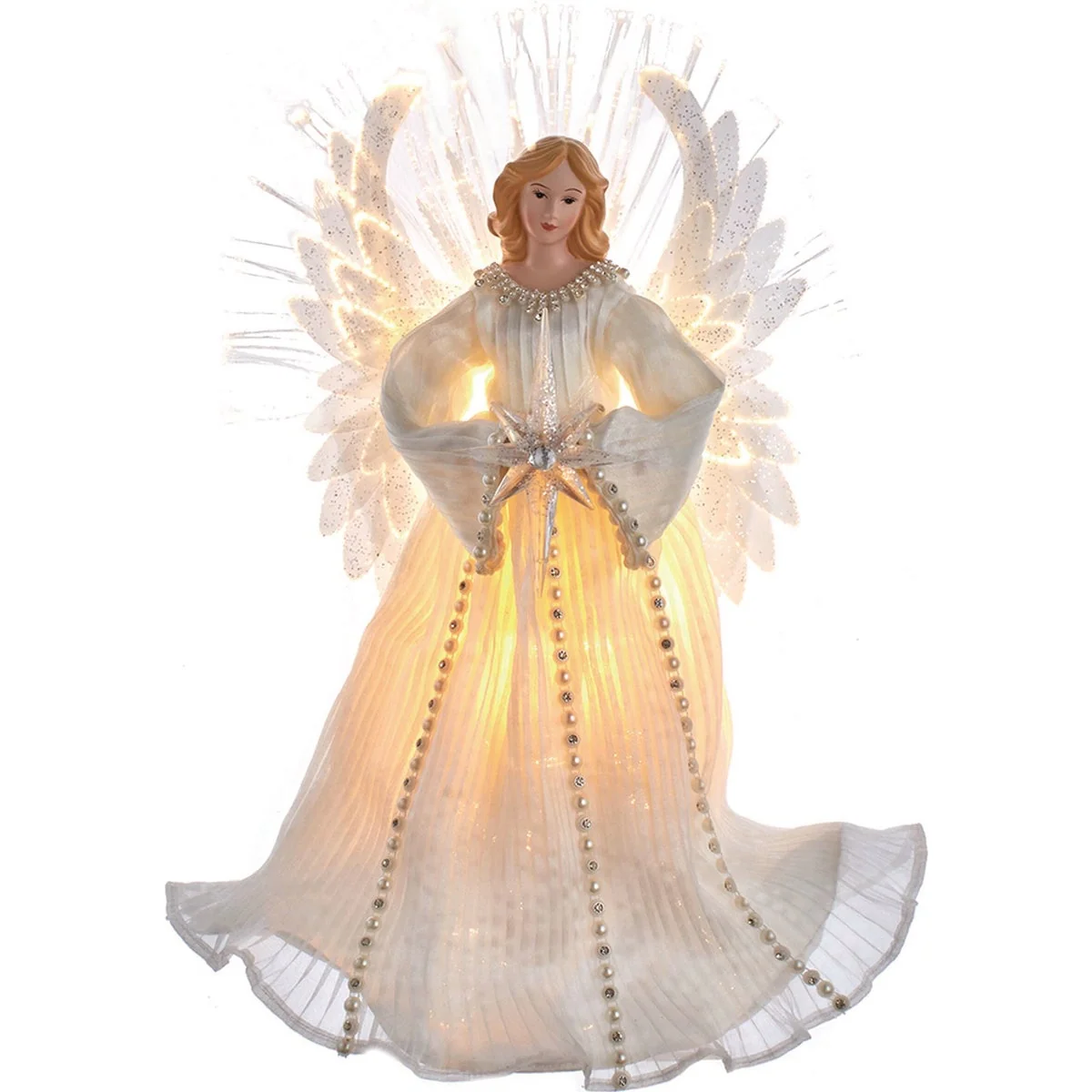 High-End Kurt Adler 16 In. 7 LED Fiber-Optic Angel Treetop Convenient