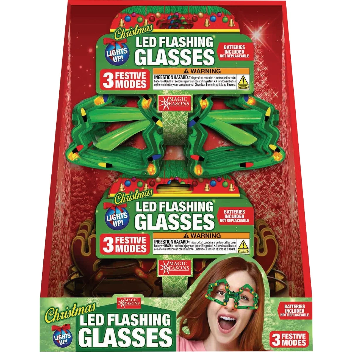 Optimized Seasons LED Light Up Christmas Glasses Enhanced
