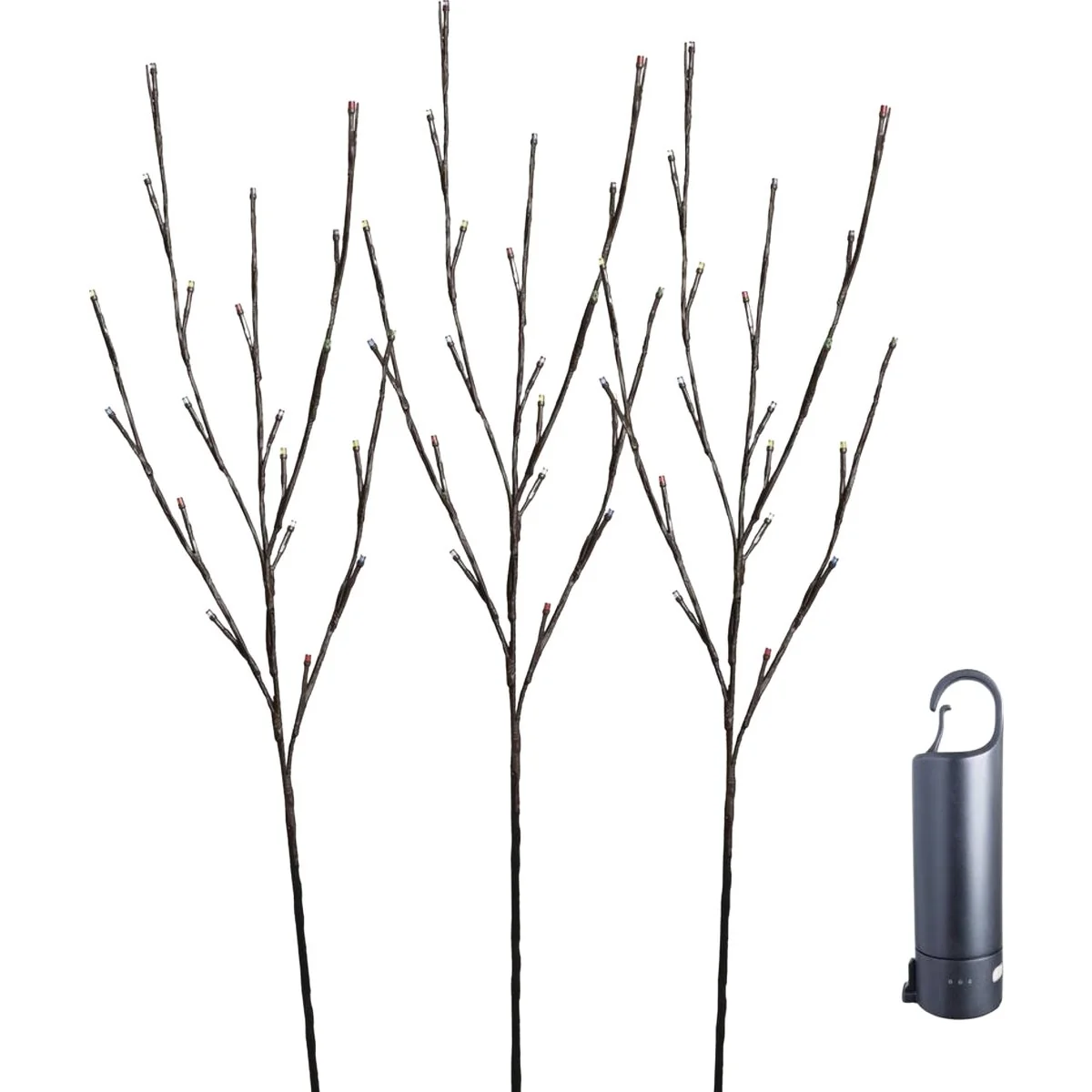 Pure Holiday Bright Lights Multi-Color Rechargeable LED Lighted Brown Twig with Power Bank Artisan