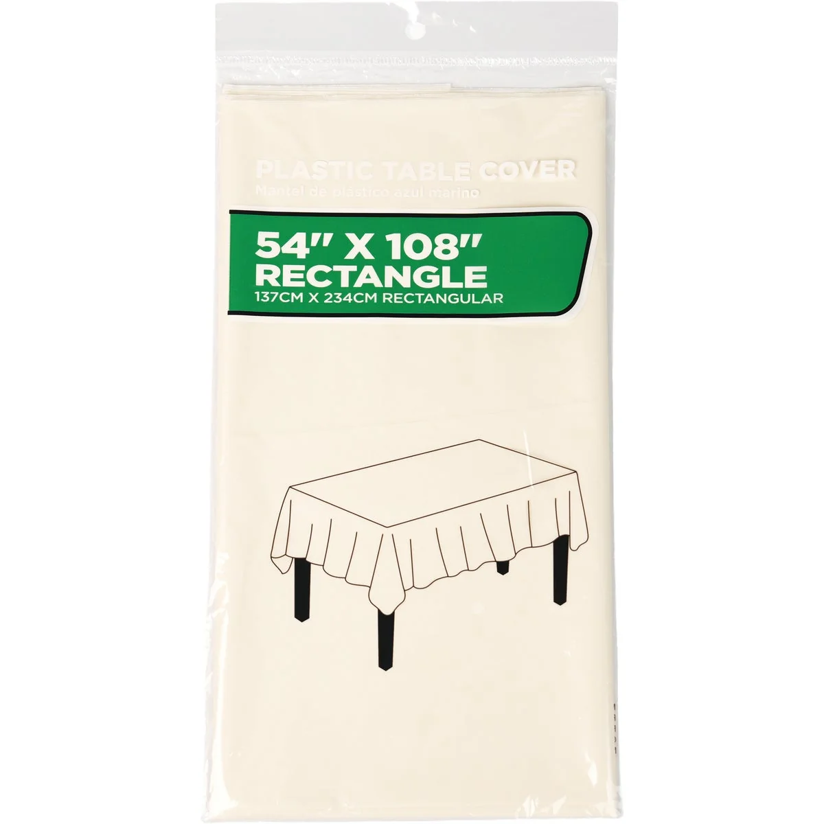Solid 54 In. x 108 In. Ivory Rectangular Plastic Table Cover Verified