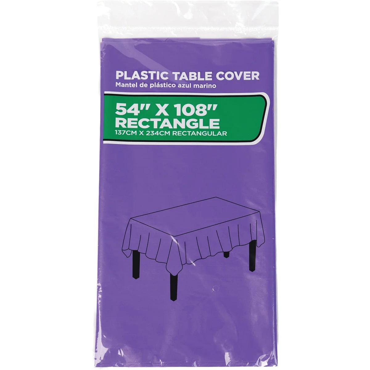 Proven 54 In. x 108 In. Purple Rectangular Plastic Table Cover Top-Quality