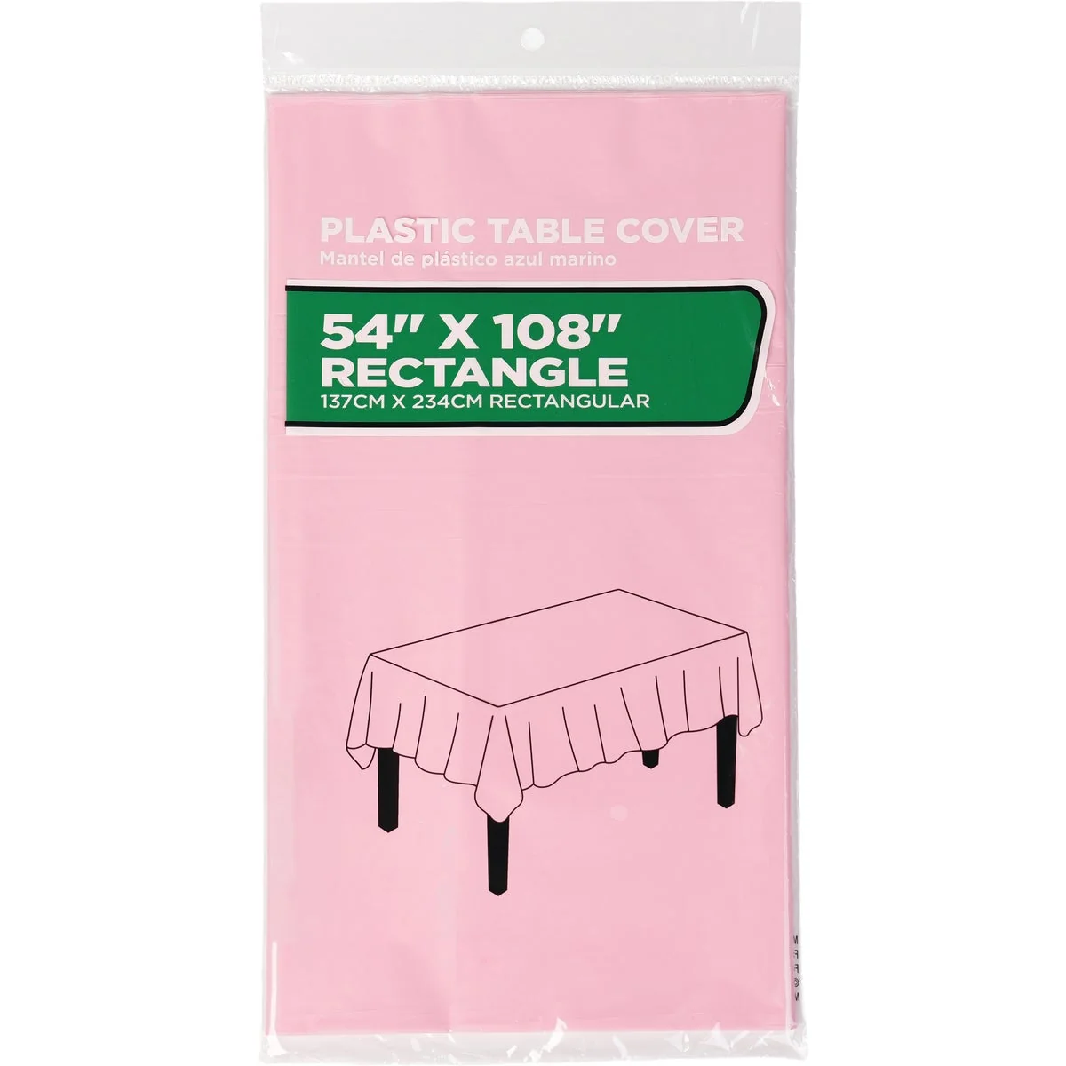 Safe 54 In. x 108 In. Pink Rectangular Plastic Table Cover Natural