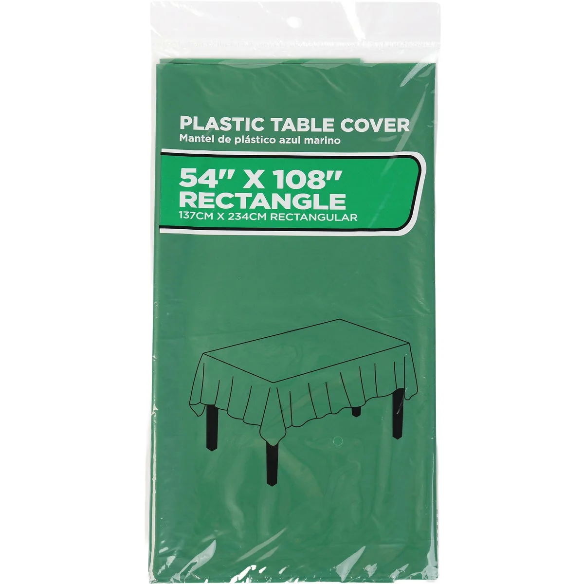 Long-Lasting 54 In. x 108 In. Hunter Green Rectangular Plastic Table Cover Stylish
