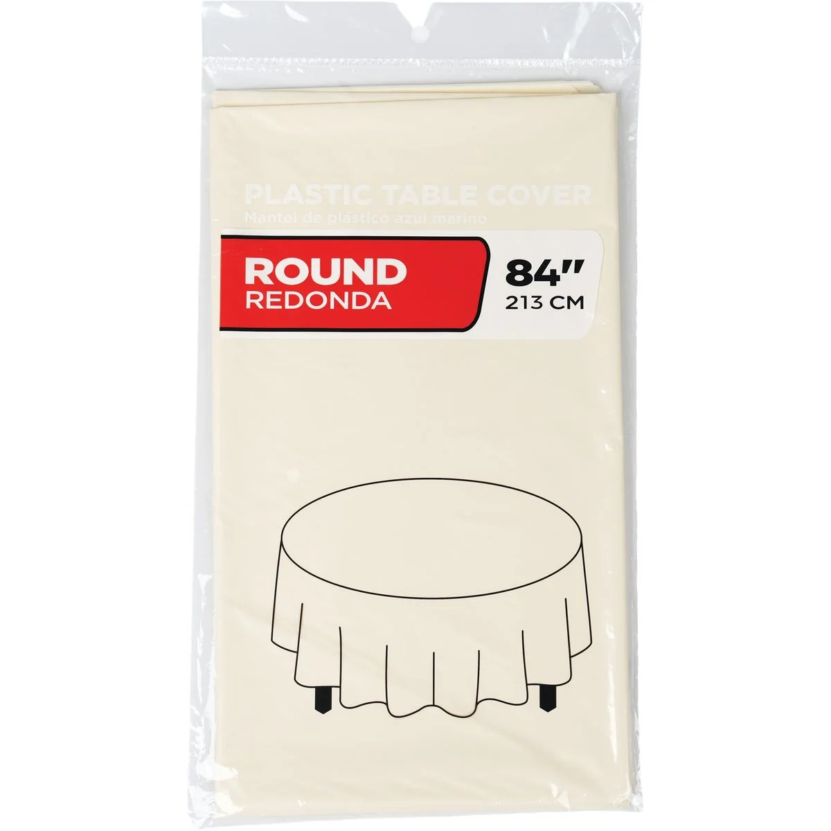 Smooth 84 In. Ivory Round Plastic Table Cover Consistent