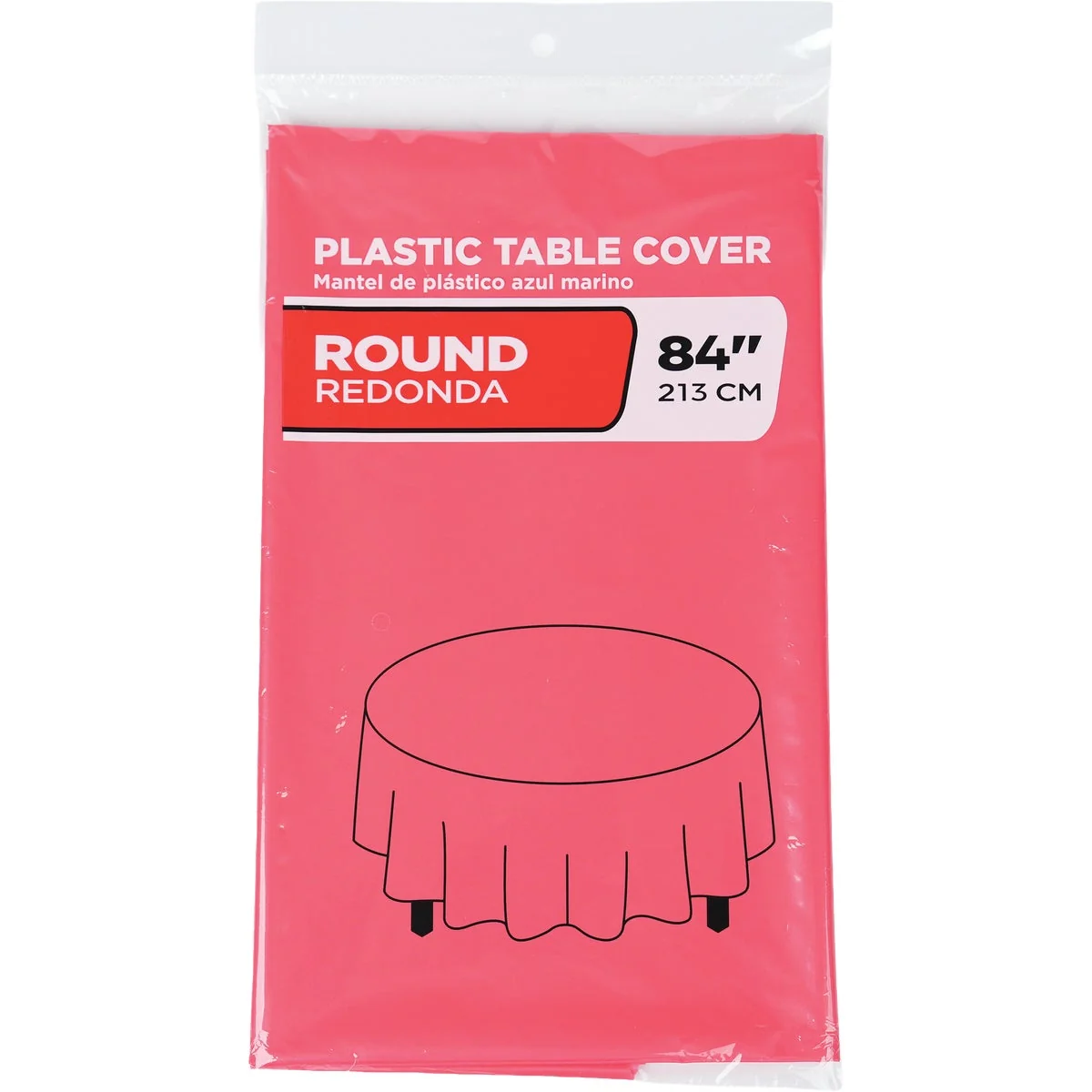 Reusable 84 In. Red Round Plastic Table Cover Comfortable