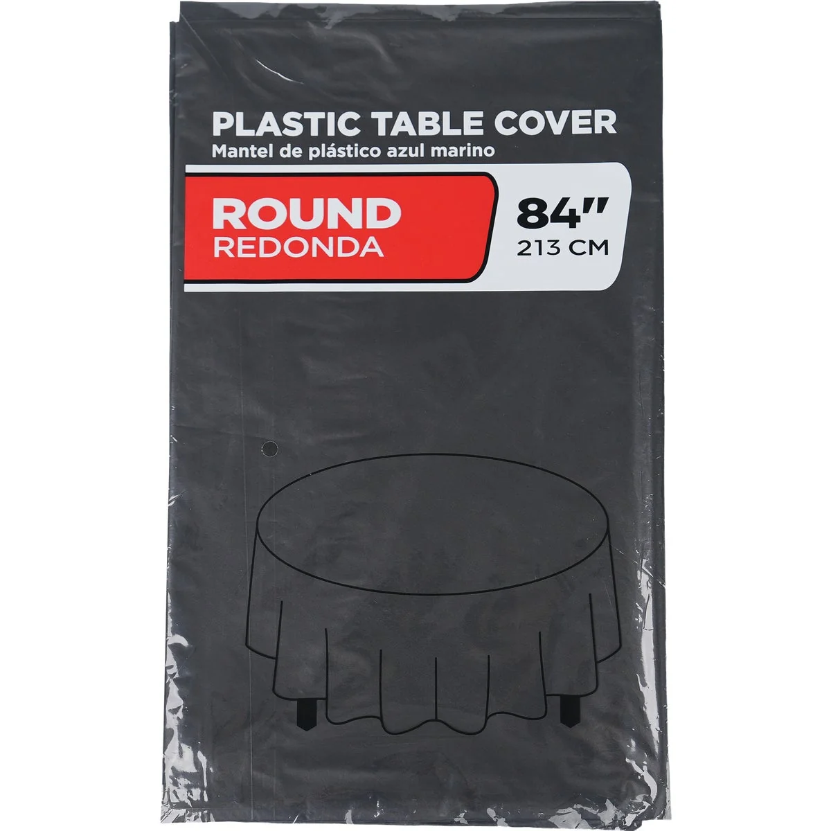 Proven 84 In. Black Round Plastic Table Cover Modern