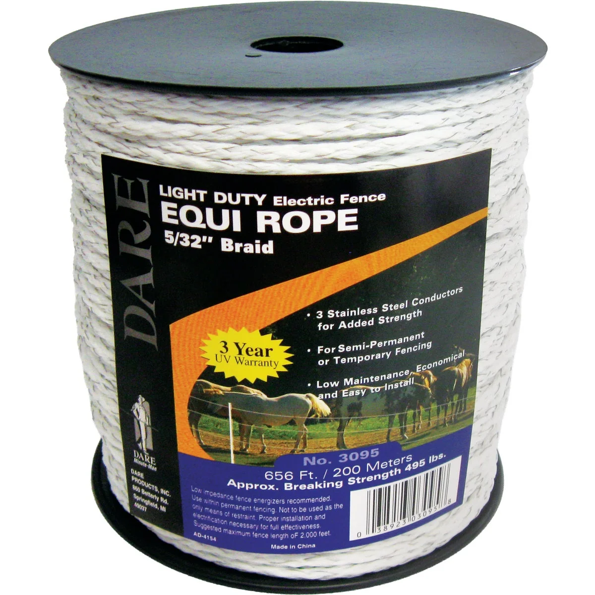 Practical Dare Equi-Rope 4 MM x 656 Ft. Poly Electric Fence Rope Versatile