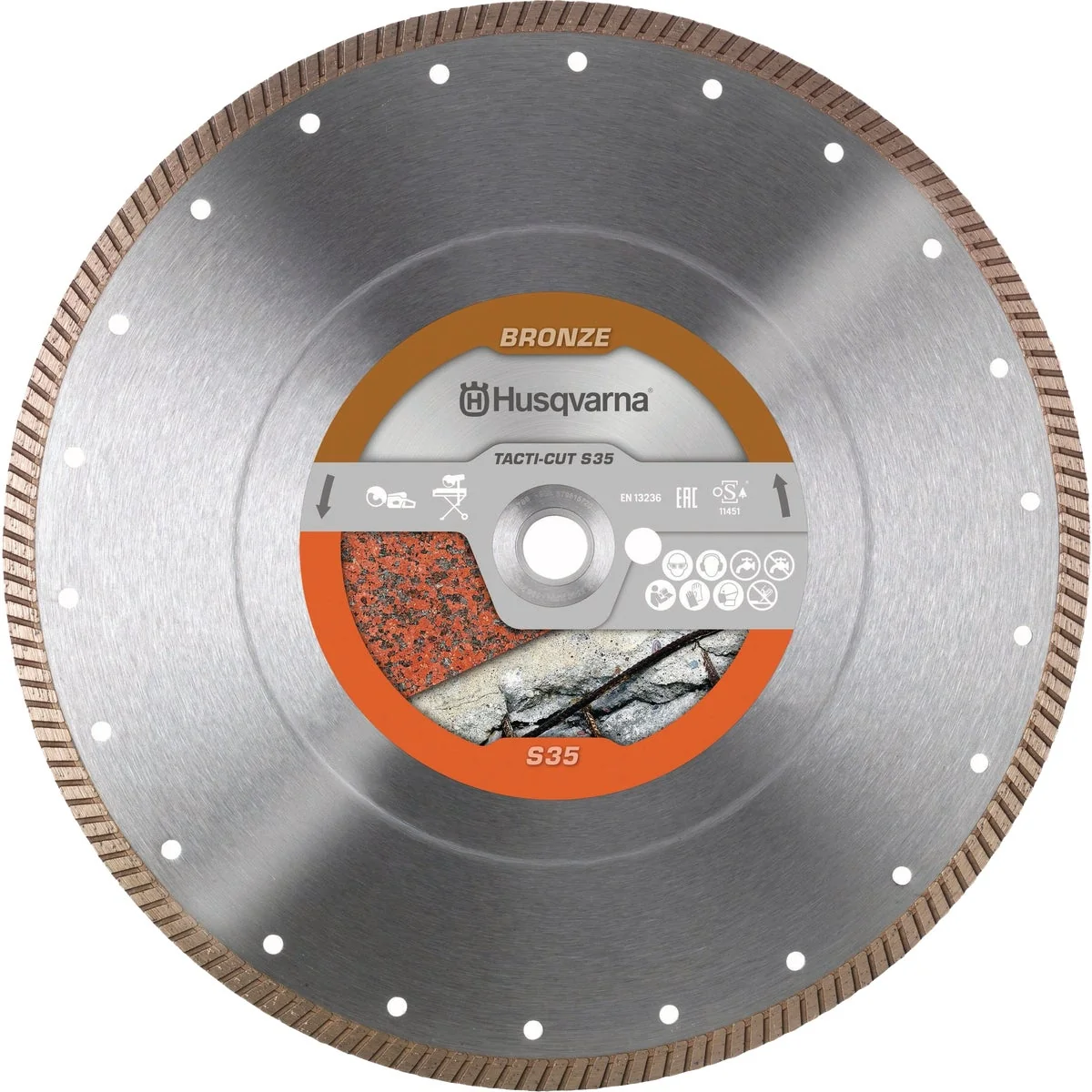Practical Husqvarna 14 In. Tacti-Cut S35 Continuous Rim Diamond Blade Minimalist