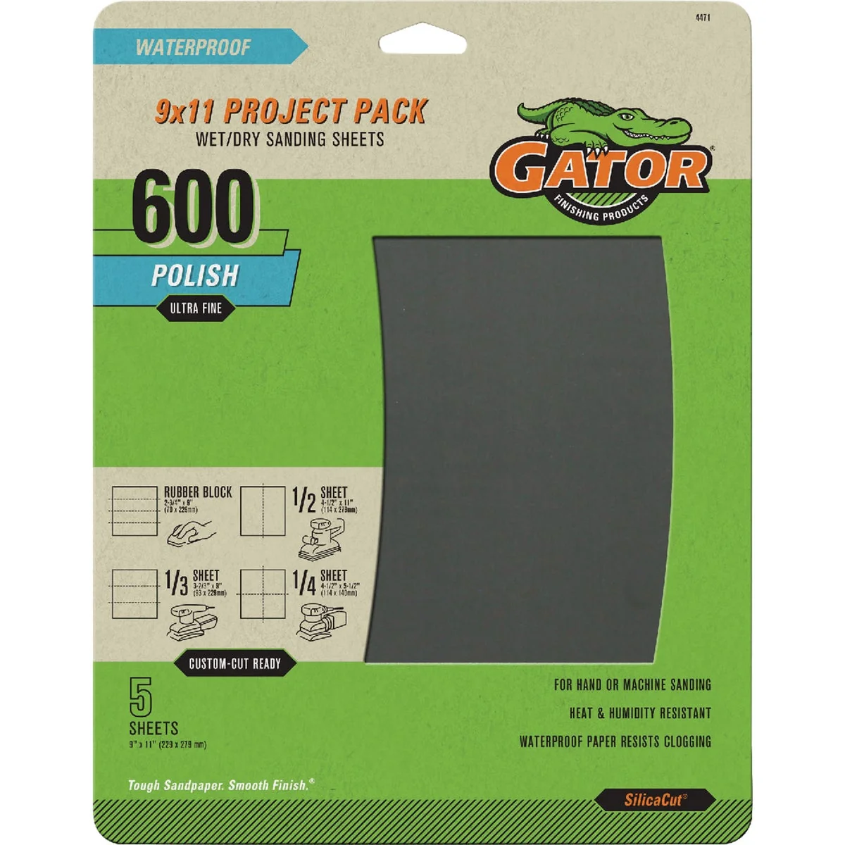Reliable GatorGrit 9 In. x 11 In. Ultra Fine 600-Grit Sandpaper 5-Pack Effective