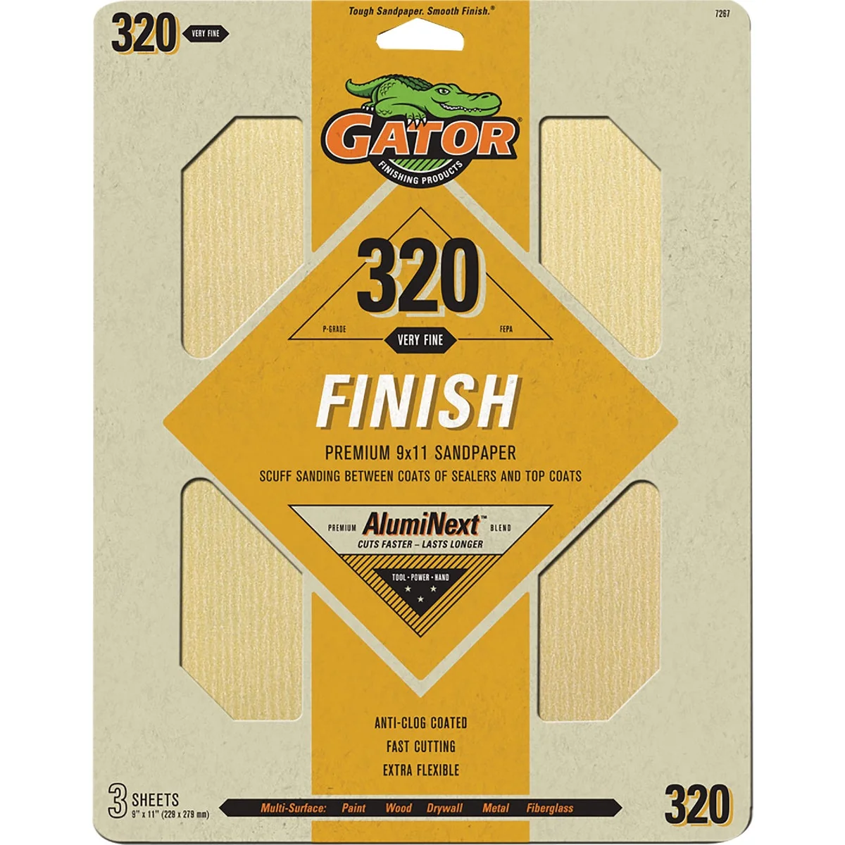 Efficient Gator 9 In. x 11 In. 320-Grit Sandpaper 3-Pack Excellent