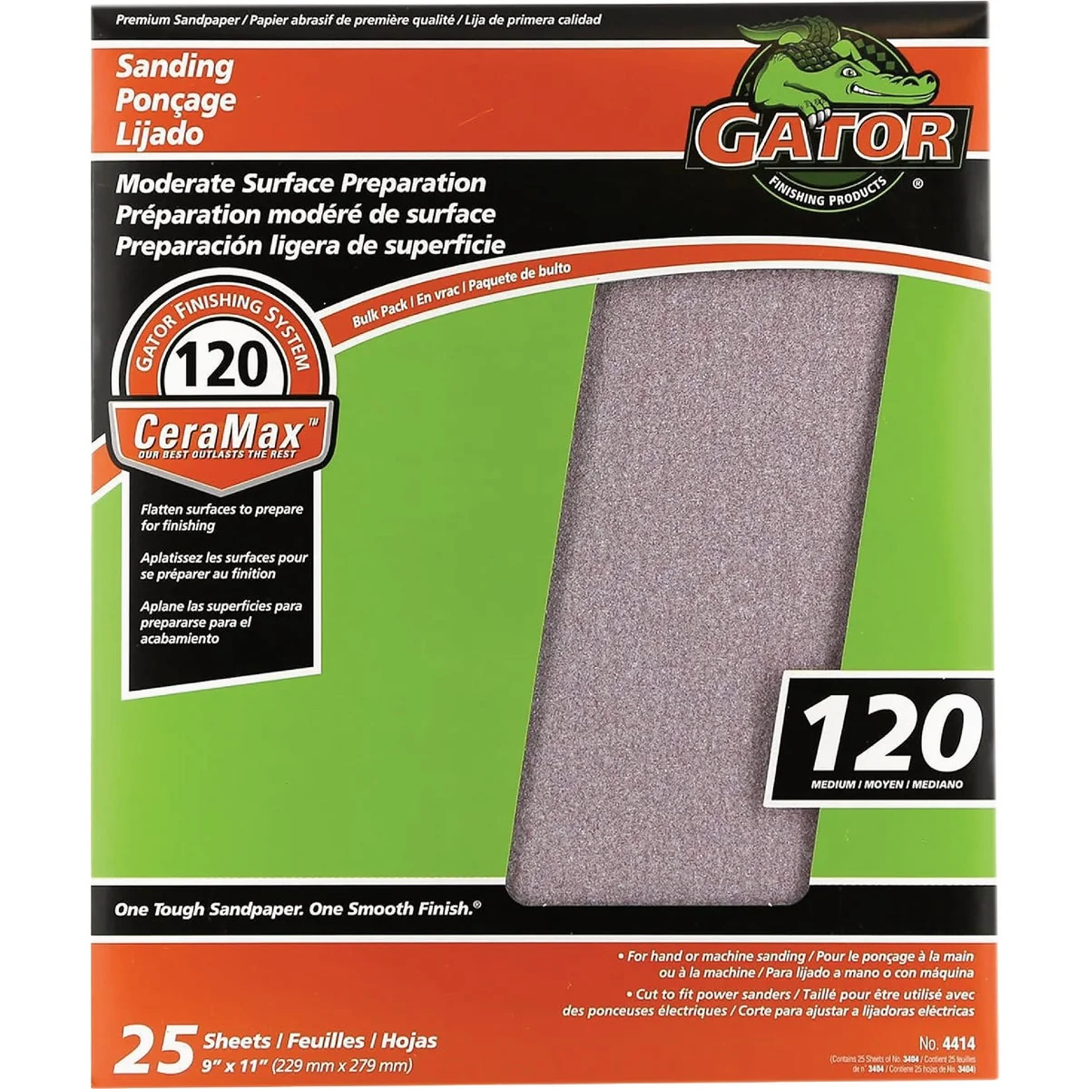 Exceptional GatorGrit 9 In. x 11 In. Medium 120-Grit Premium Ceramic Sandpaper 25-Pack High-End