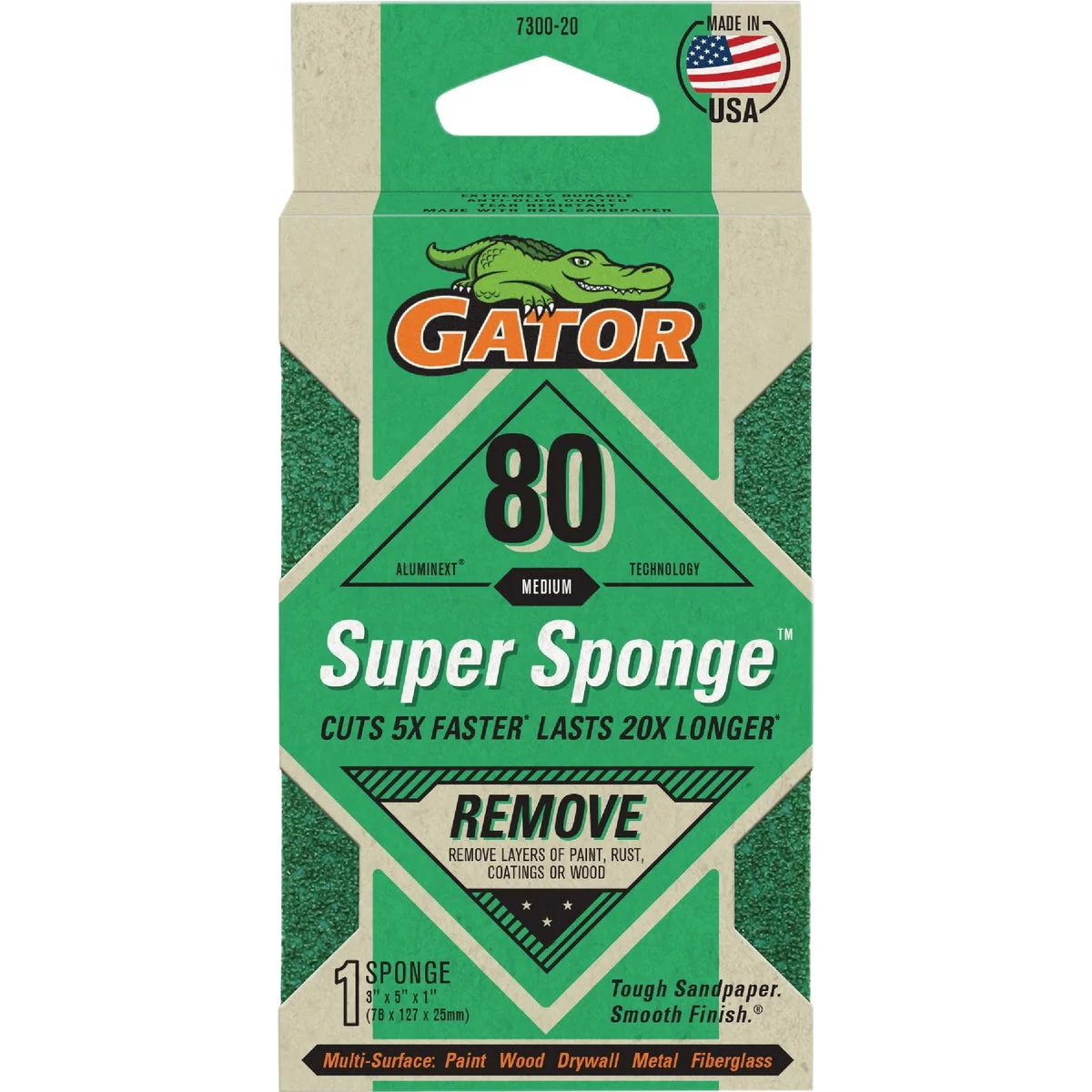 Luxury Gator 3 In. x 5 In. x 1 In. 80-Grit EZ123 Jumbo Sanding Sponge Breathable