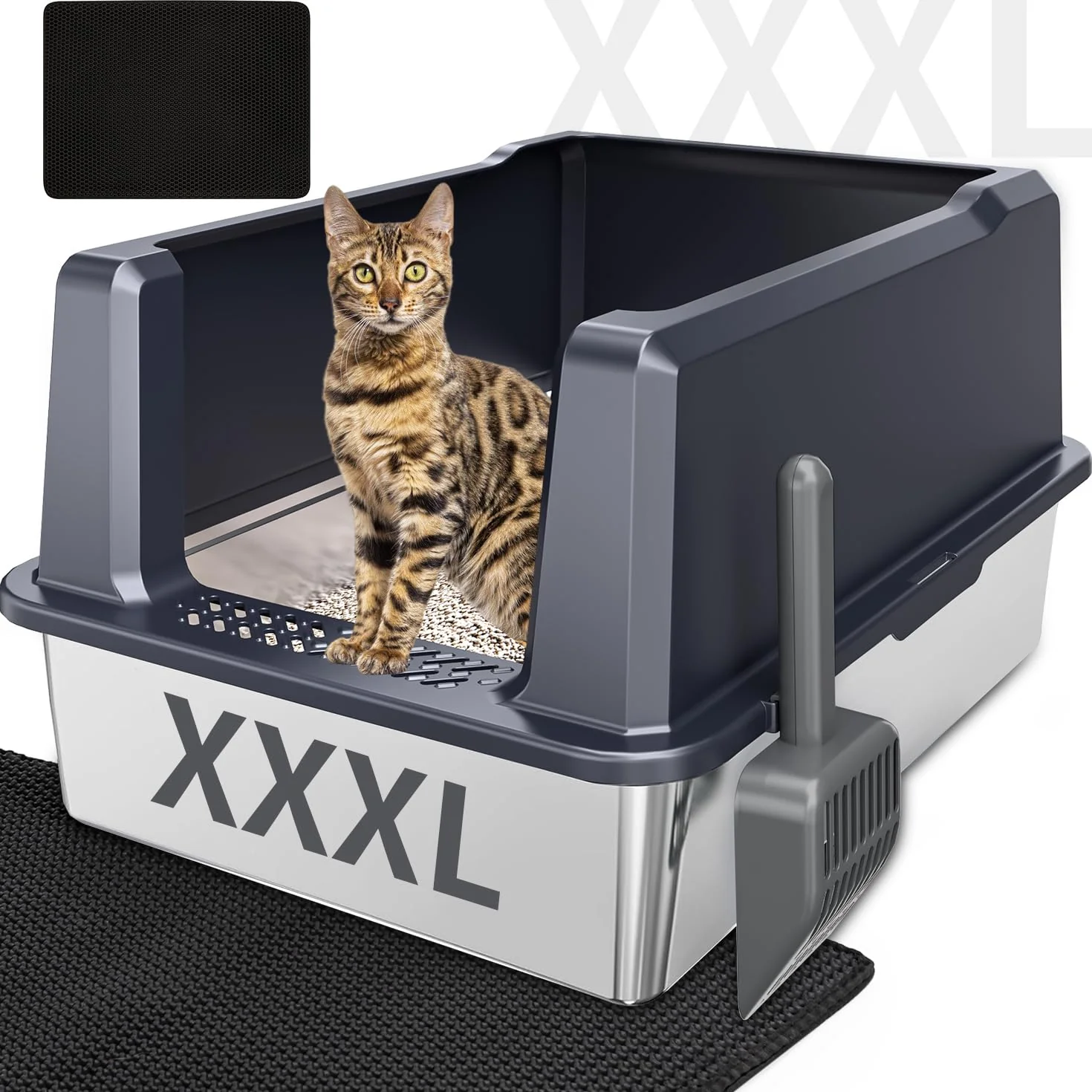 Flexible KMNSUN XXXL Extra Large Stainless Steel Litter Box – 28.5 x 20.5 x 14 inches Anti-Leakage Effective