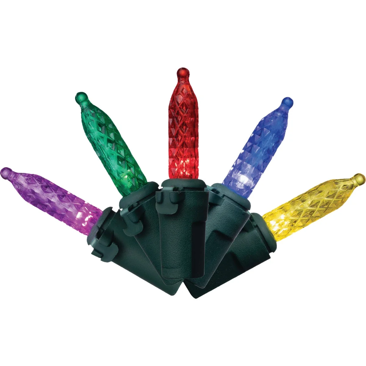 Professional Holiday Bright Lights Vibrant Multi 300-Bulb M5 Mini PS Faceted String Light Set Specialty