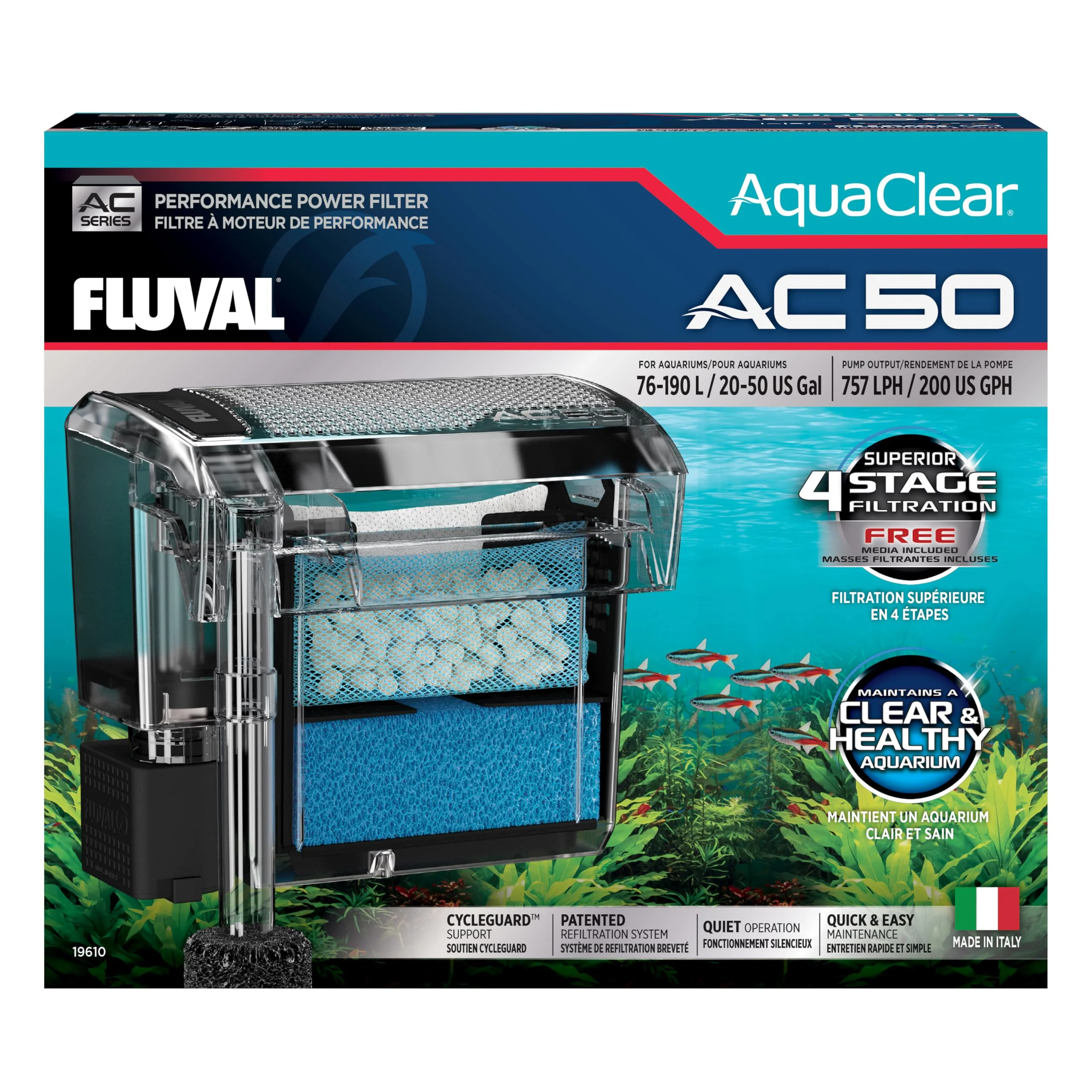 Prestigious Fluval AC50 Power Filter — 20-50 Gallons 76-190 L Aquarium Filtration World-Class