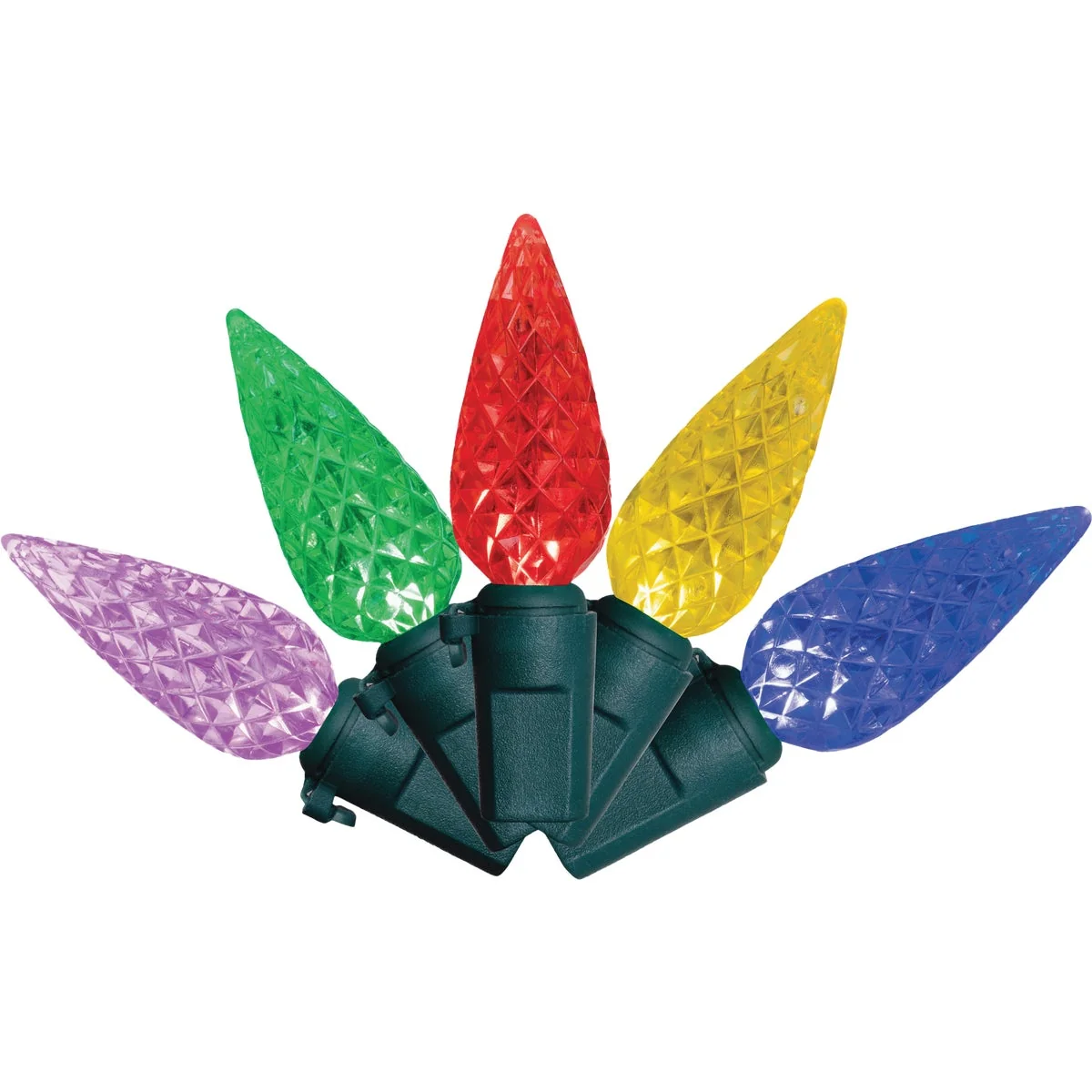 High-Performance Holiday Bright Lights Vibrant Multi 100-Bulb C6 PS Faceted String Light Set Pure