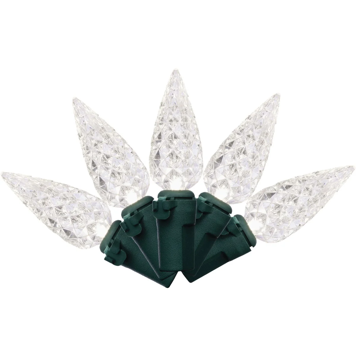 High-Performance Holiday Bright Lights Vibrant Pure White 300-Bulb C6 PS Faceted String Light Set Trendy