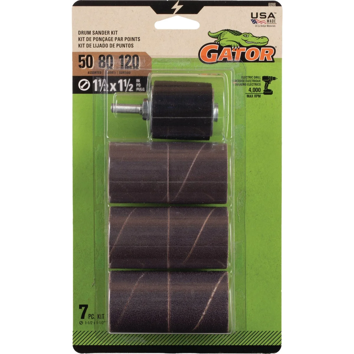 Expertly Made Gator 1-1 2 In. Drum Sander Kit 7-Piece Crafted