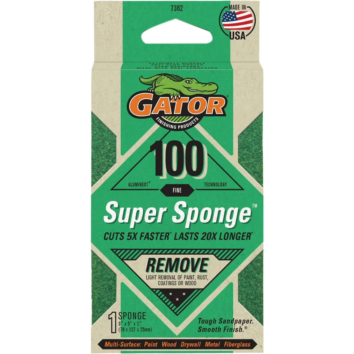 Quality Gator Premium Super Sponge 3 In. x 5 In. x 1 In. 100 Grit Fine Sanding Sponge Advanced