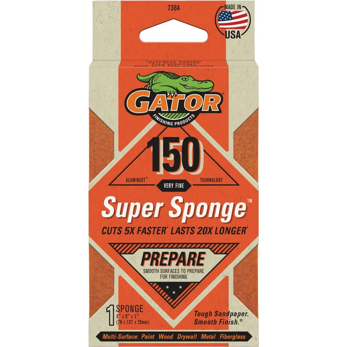 Safe Gator Premium Super Sponge 3 In. x 5 In. x 1 In. 150 Grit Very Fine Sanding Sponge Classic