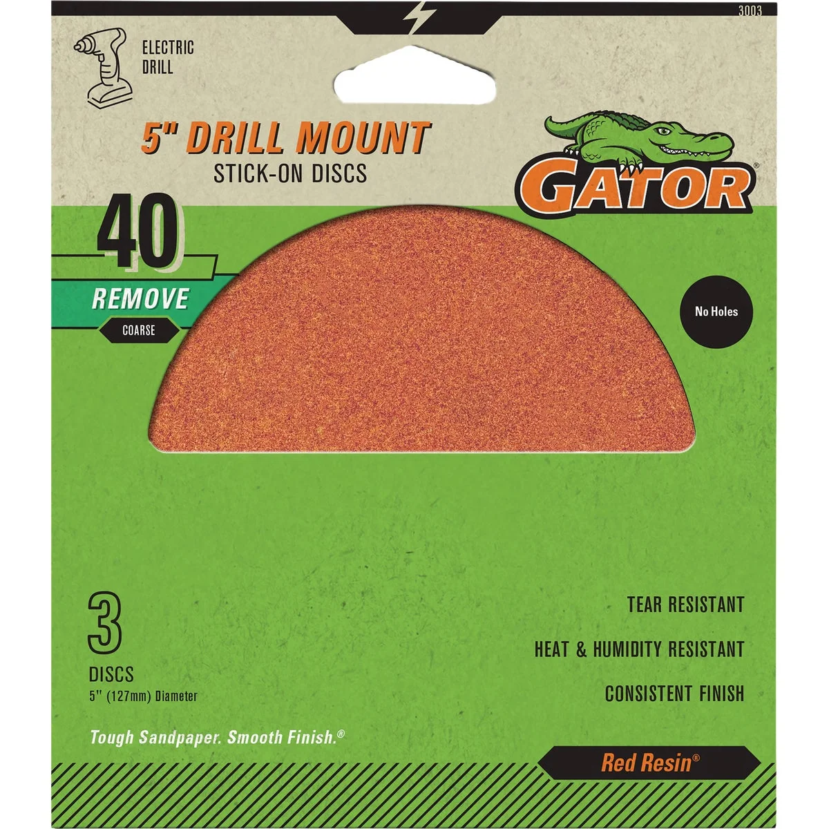 Fast Gator 5 In. 40-Grit Aluminum Oxide Stick-On Sanding Disc 3-Pack Proven