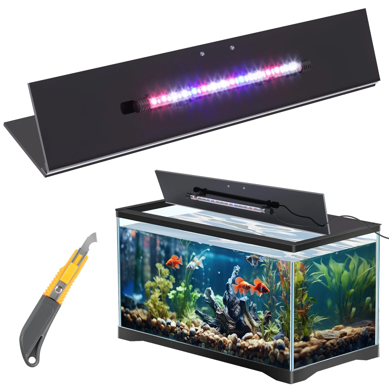 Elite Sieral Aquarium Lid with LED Light — Polycarbonate Canopy for 10 20 Gallon Tanks Black Environmentally Friendly