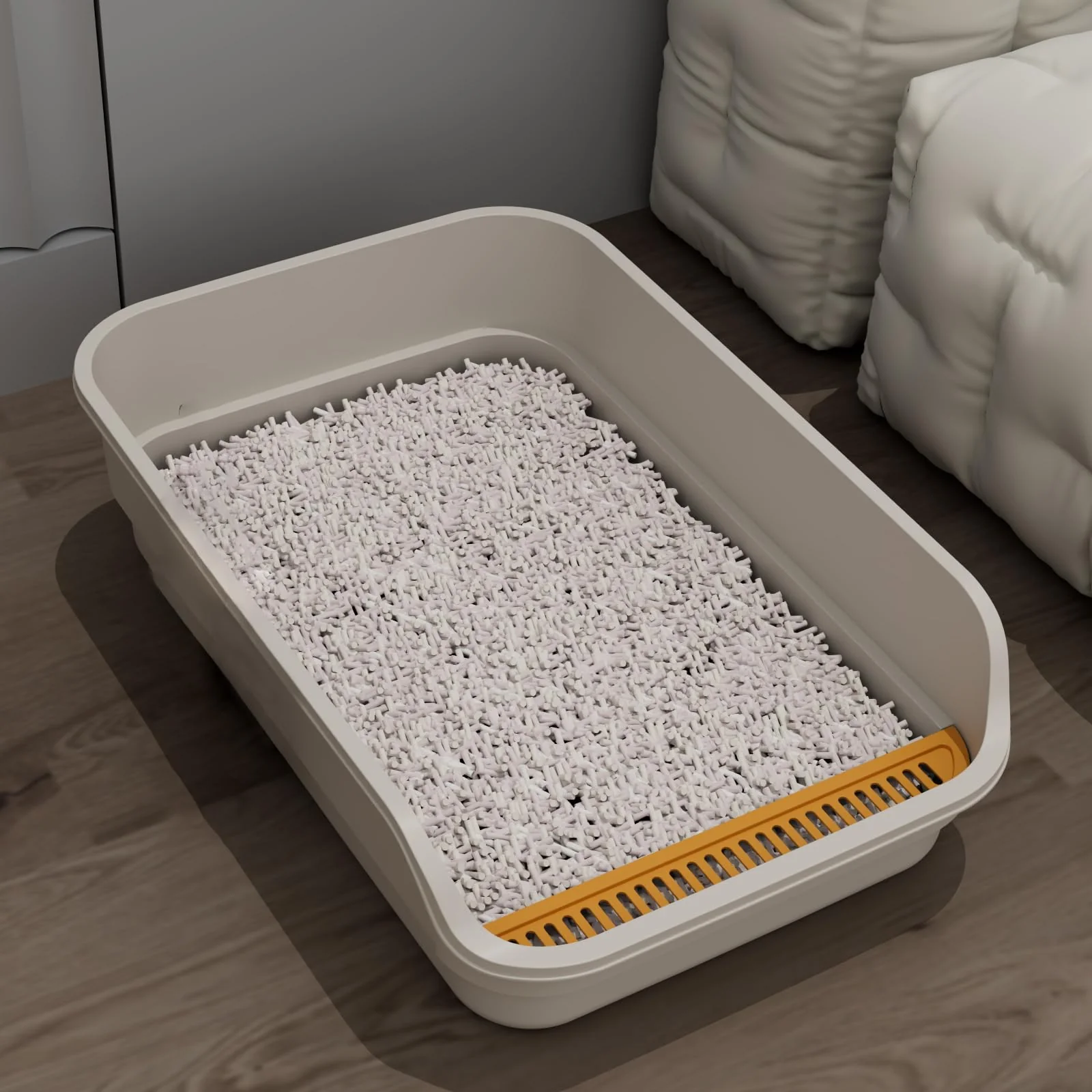 Environmentally Friendly LoopTime Extea Large Cat Litter Box – Low Entry Anti-Splash Easy to Clean 23.6 x 15.7 x 6.2 in Effective