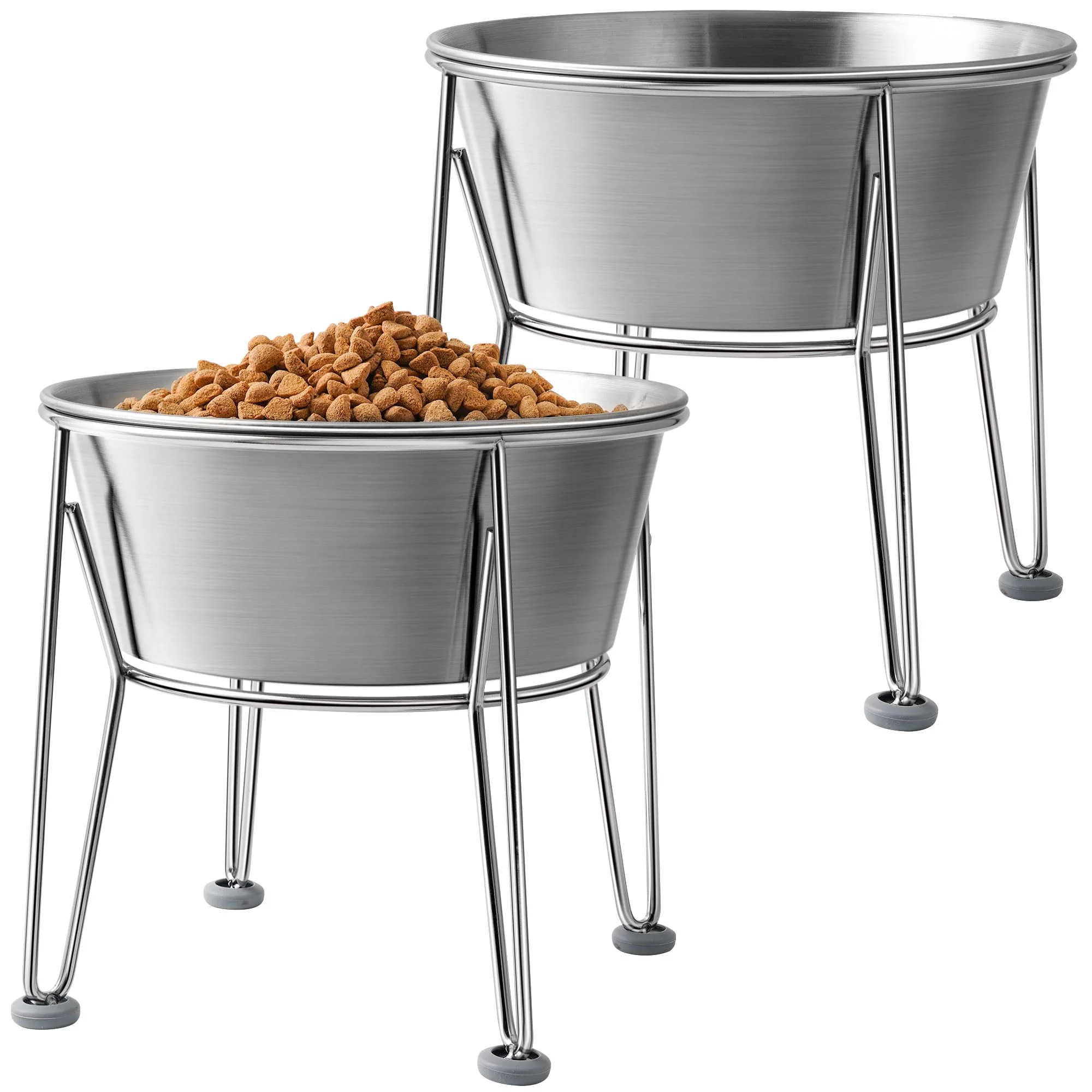 Premium Wellbro d Dog Bowls for Large Medium Dogs – Stainless Steel 64oz 8 Cup 2-Pack Traditional