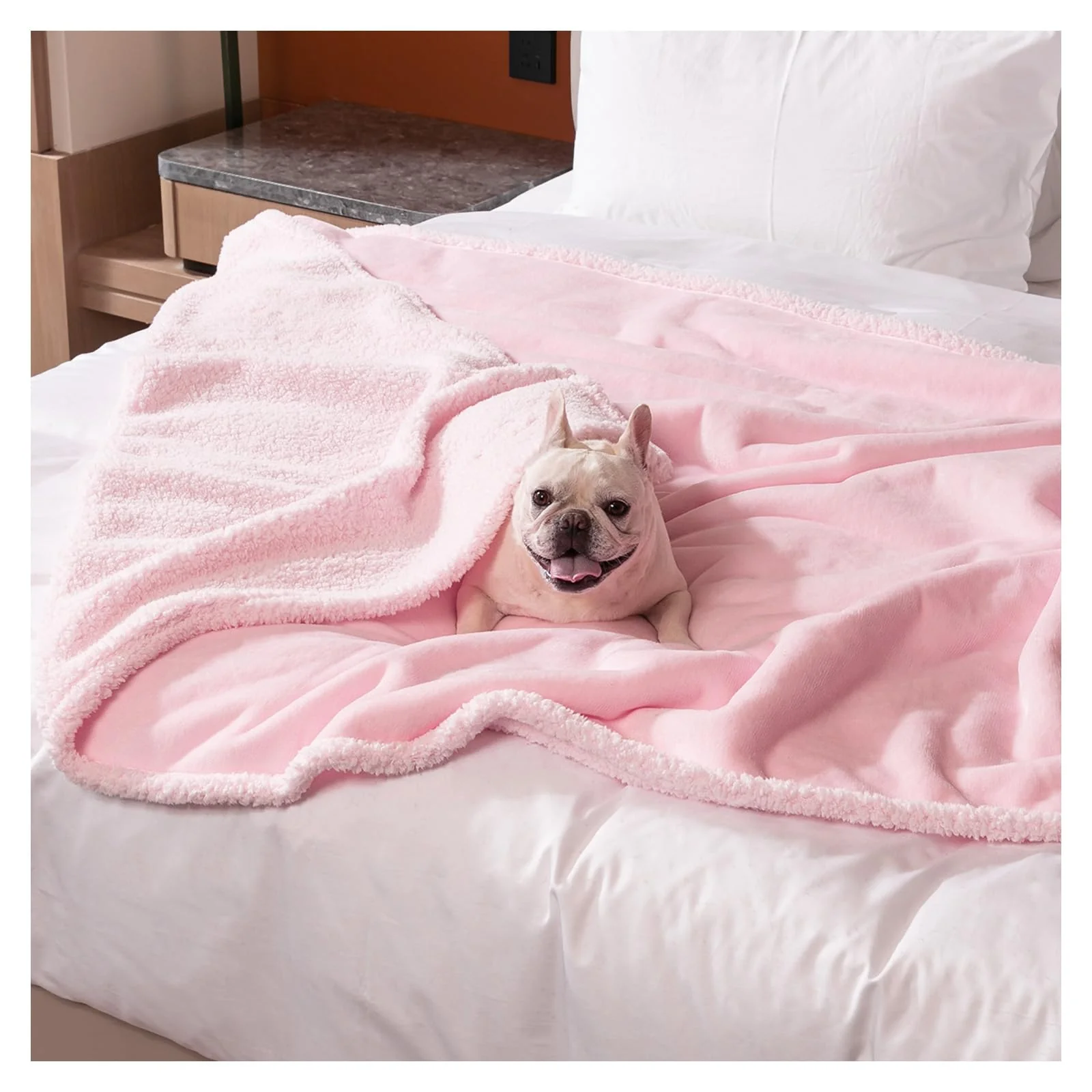 Next-Generation Maidewow Pink Calming Pets Blanket XL 85x57in Waterproof Reversible Sherpa Fleece Pet Bed Cover Flexible