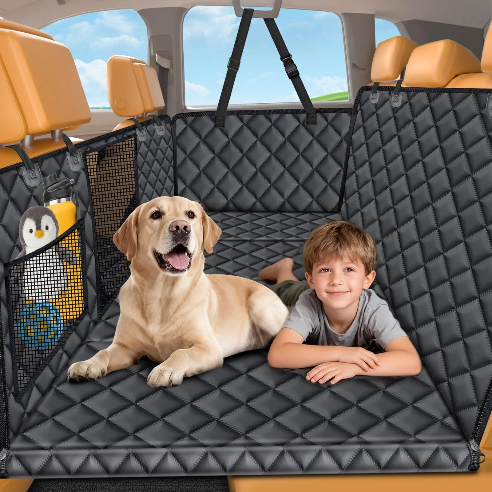 Organic URPOWER Backseat Extender for Dogs — Hard Bottom Car Seat Cover Dog Hammock Trendy