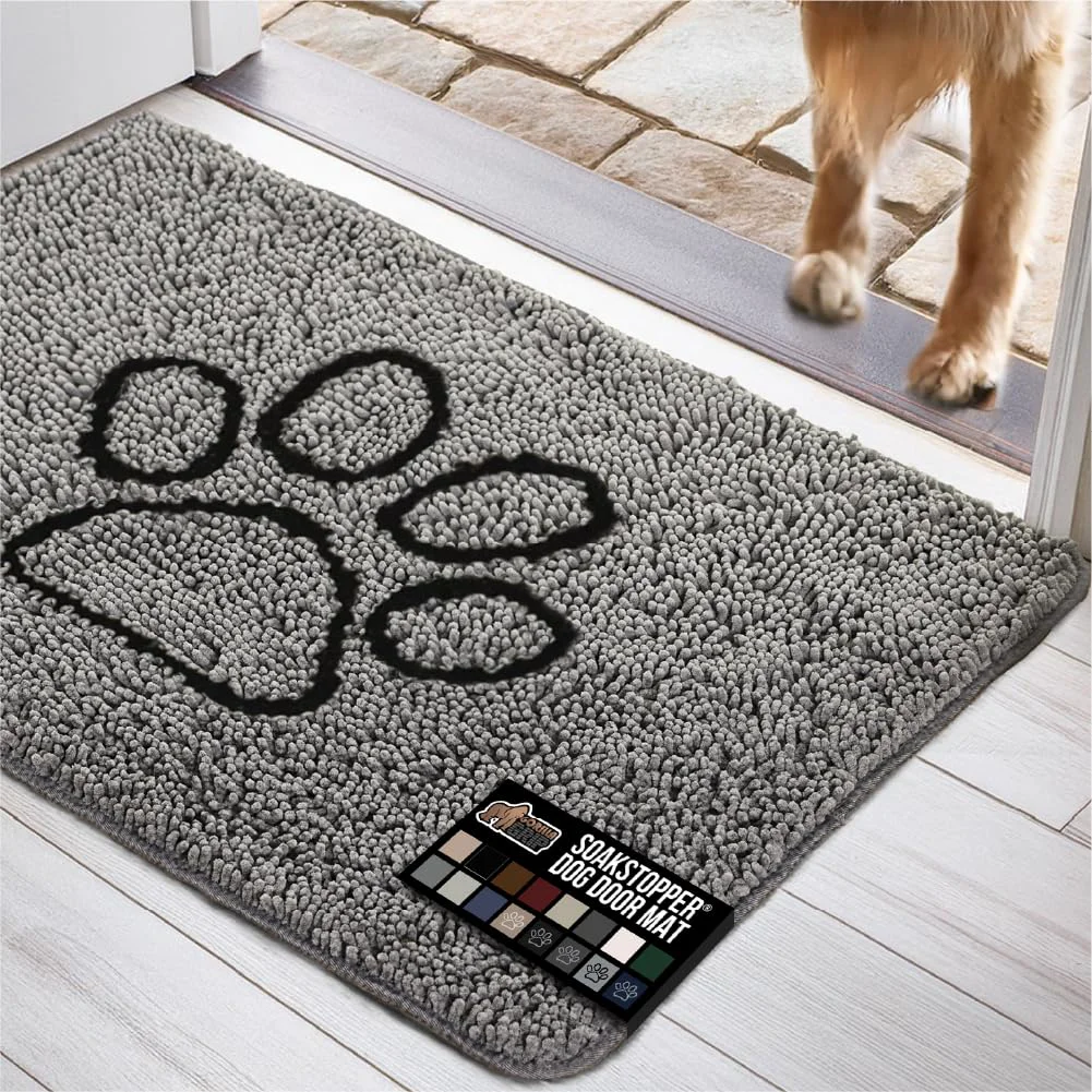 Premium Material GORILLA GRIP SOAKSTOPPER Dog Door Mat 48x30 – Absorbent Quick-Dry Chenille Entryway Rug Specialty