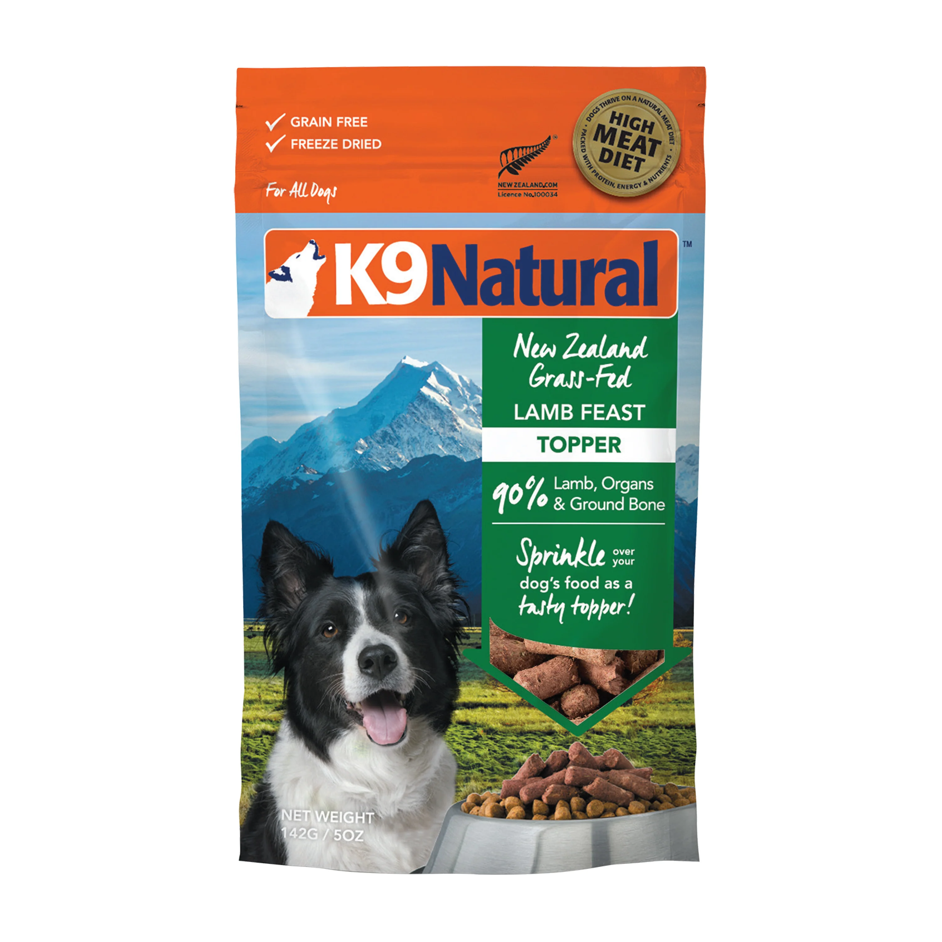 Recyclable K9 Feline Natural Grain- ze-Dried Dog Food Topper Reusable