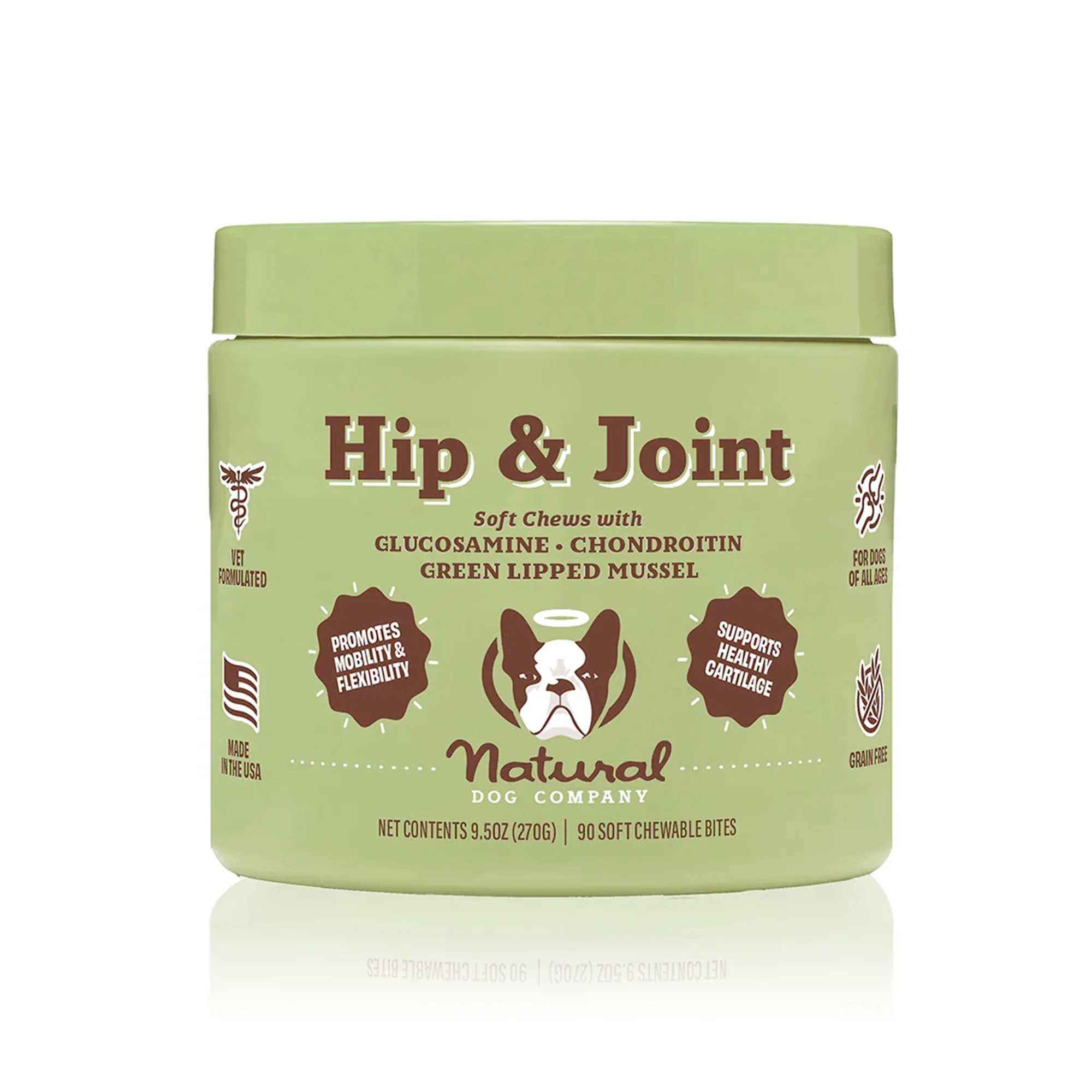 Green Natural Dog Company Hip Joint Supplement for Dog Soft Chews with Glucosamine Chondroitin Luxury