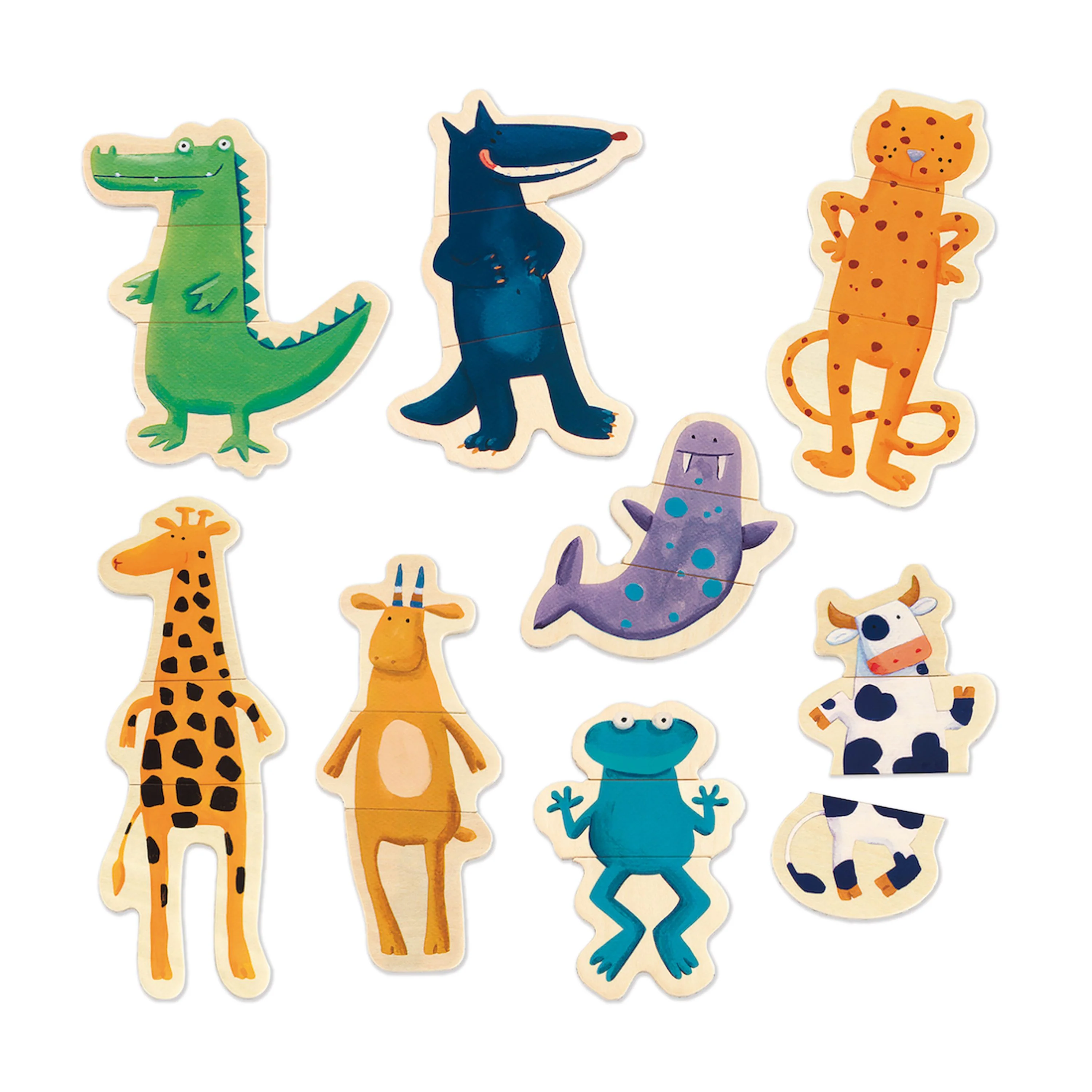 High-Quality DJECO Crazy Animal Mix Match Wooden Magnets made from FSC® Wood Professional