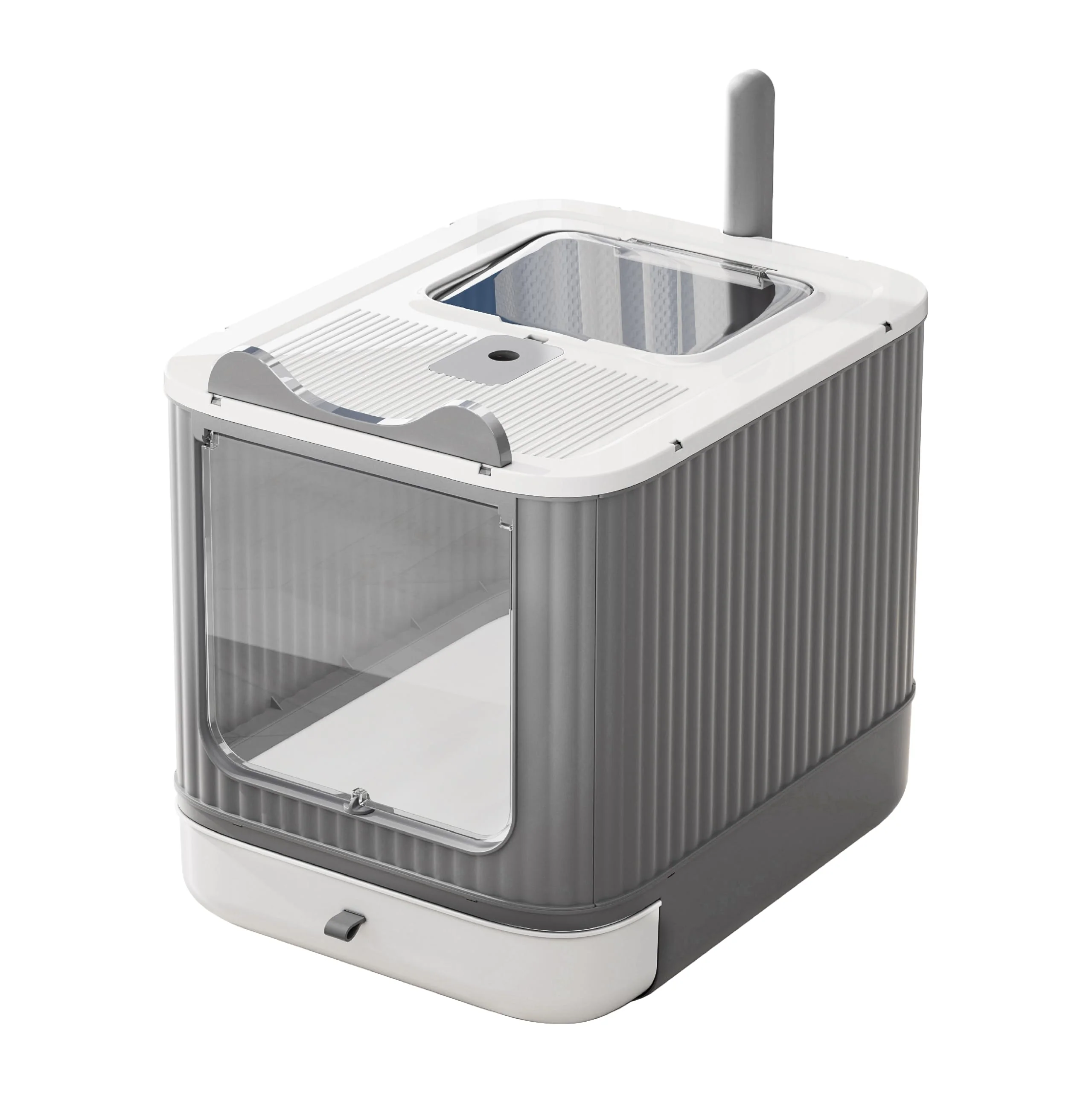 Smart LCZLBRRD Upgraded Fully Enclosed Cat Litter Box with Lid 3 Modes Drawer Odor Control White Grey Healthy