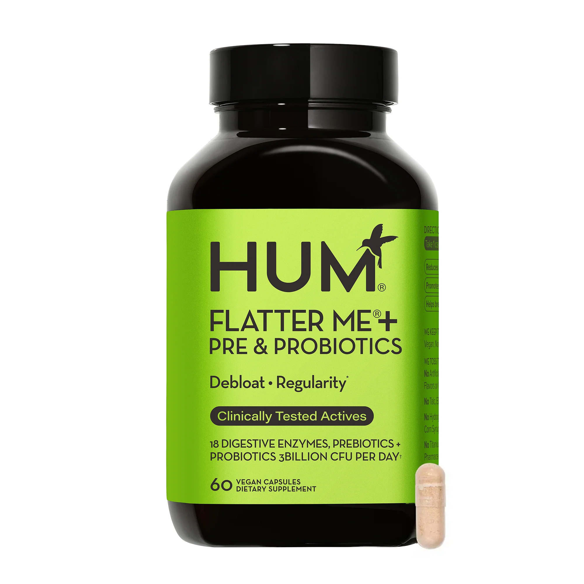 Official HUM Nutrition Flatter Me - Debloat Enzymes Pre and Probiotics For Regularity Advanced