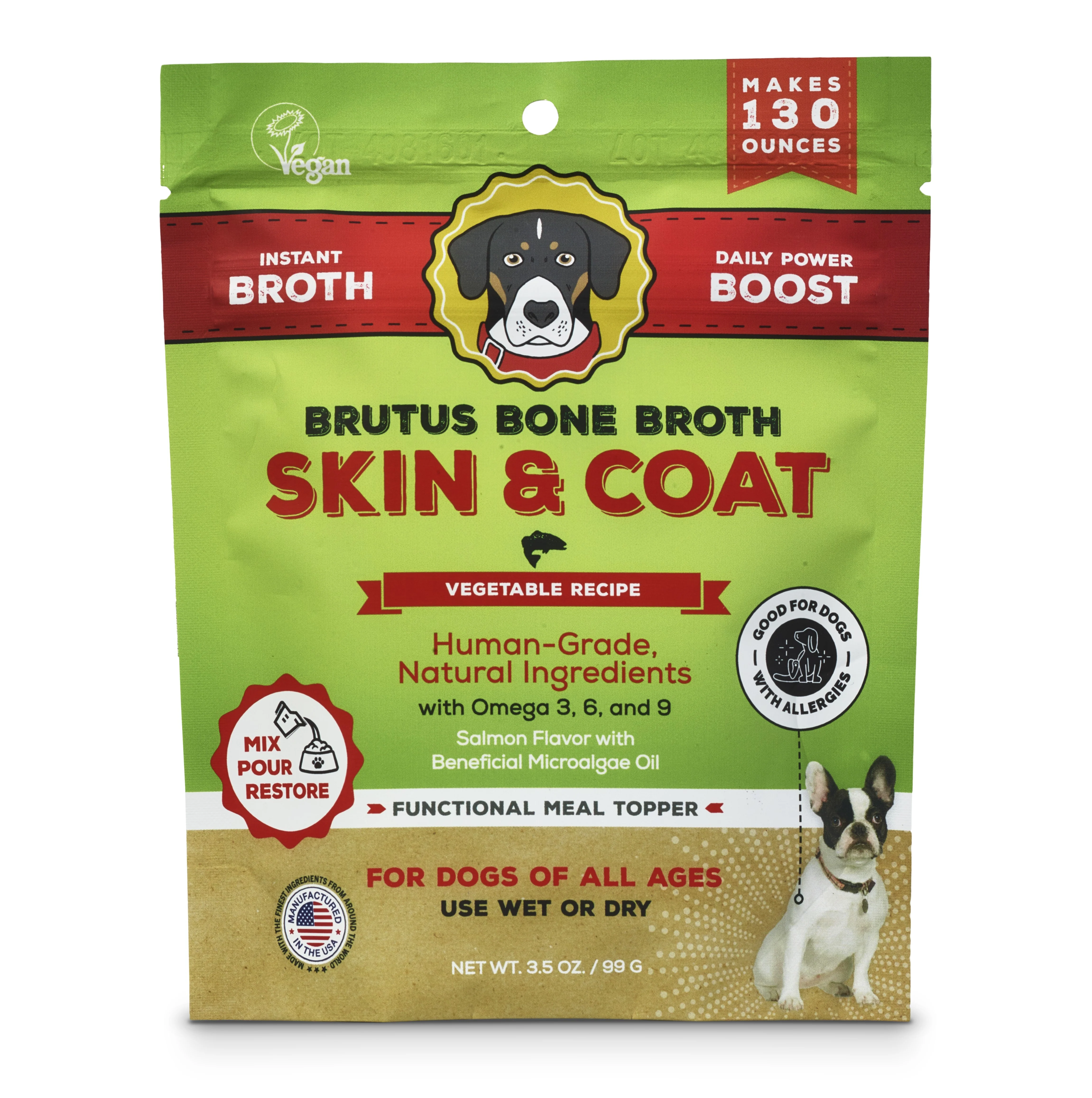 Genuine Brutus Broth Brutus on the Go Vegatable Skin Coat Instant Bone Broth Mega Pack Original