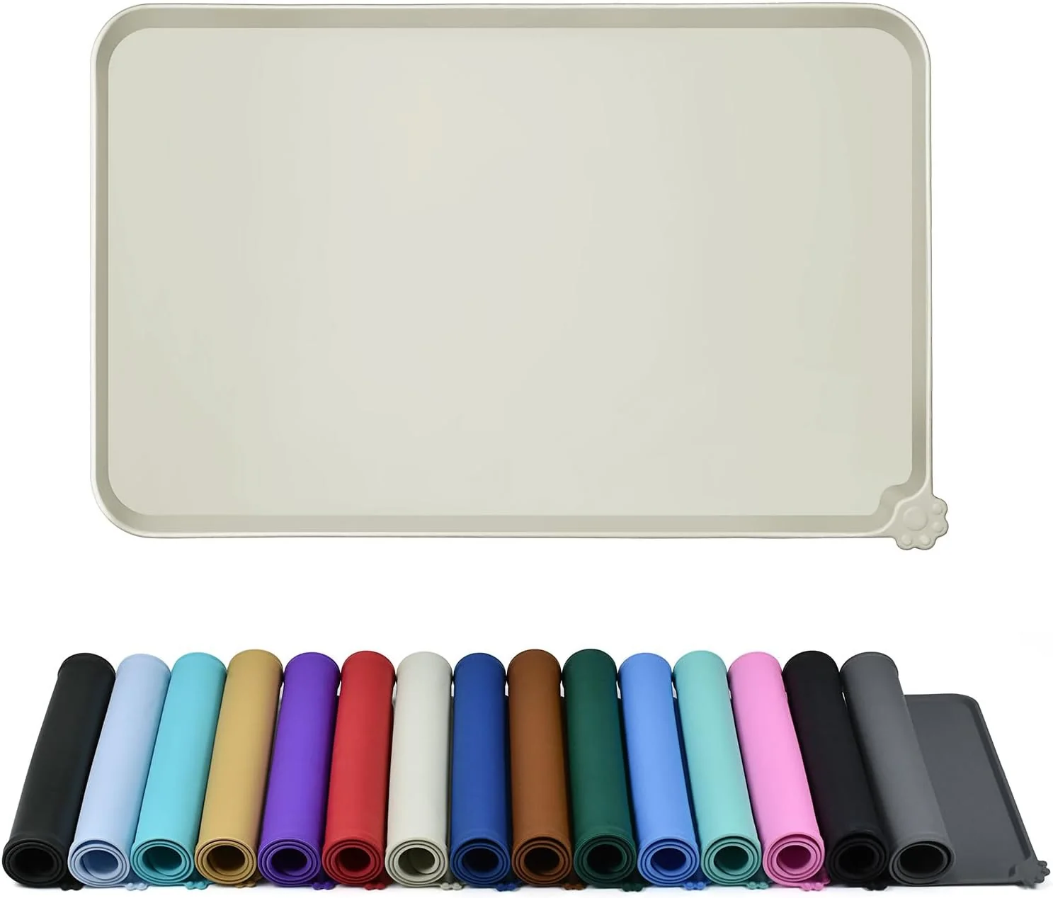 Prestigious Waterproof Pet Feeding Mat with High Raised Edges Heavier and Thicker Placemats for Cat Dog Water Bowl with BPA Dogs Cats Food Mats for Messy Drinkers to Prevent Spill and Protect Floors Elite