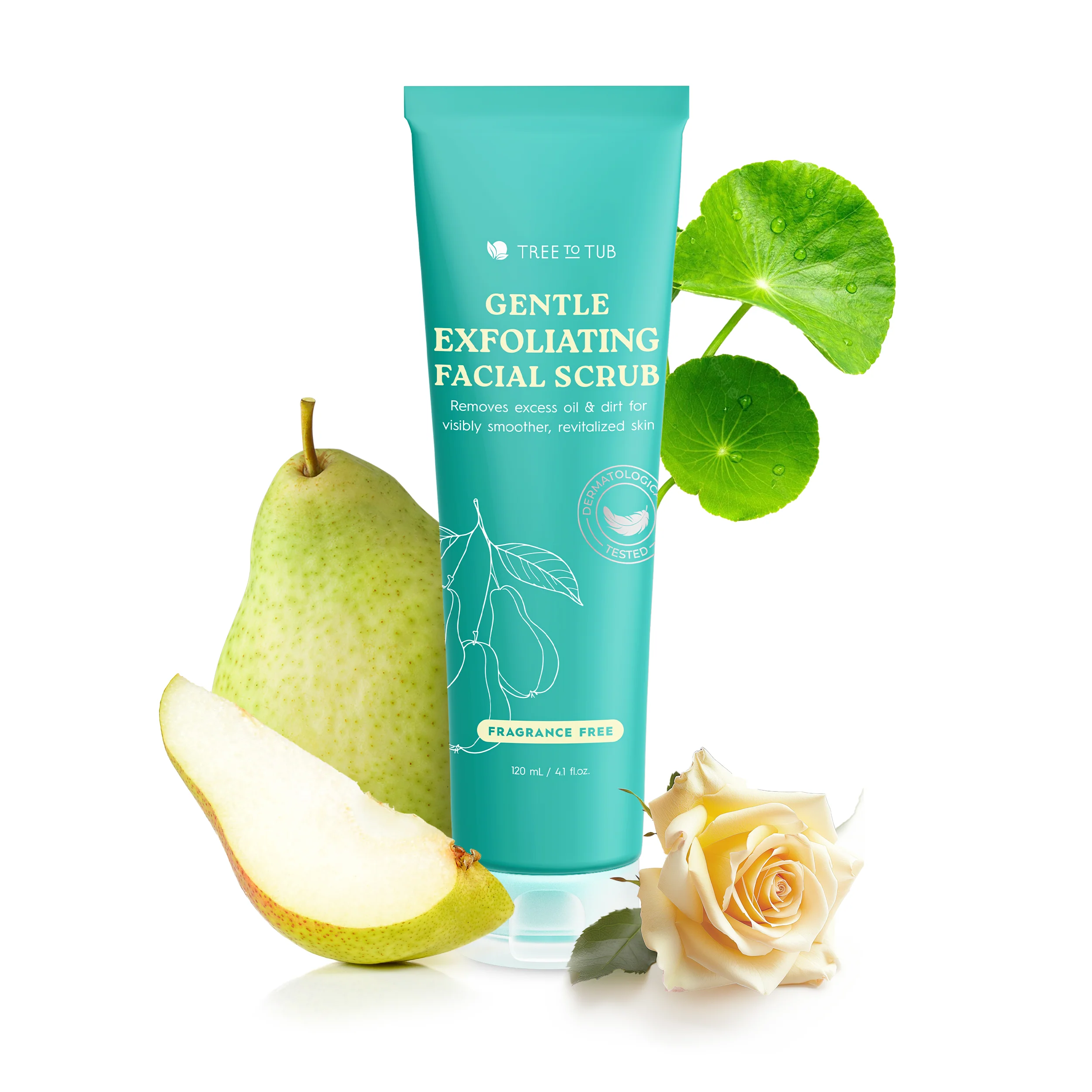 Organic Tree To Tub Gentle Exfoliating Face Wash Cleanser with Salicylic Acid Natural Micro-Exfoliators for Revitalized Skin Premium