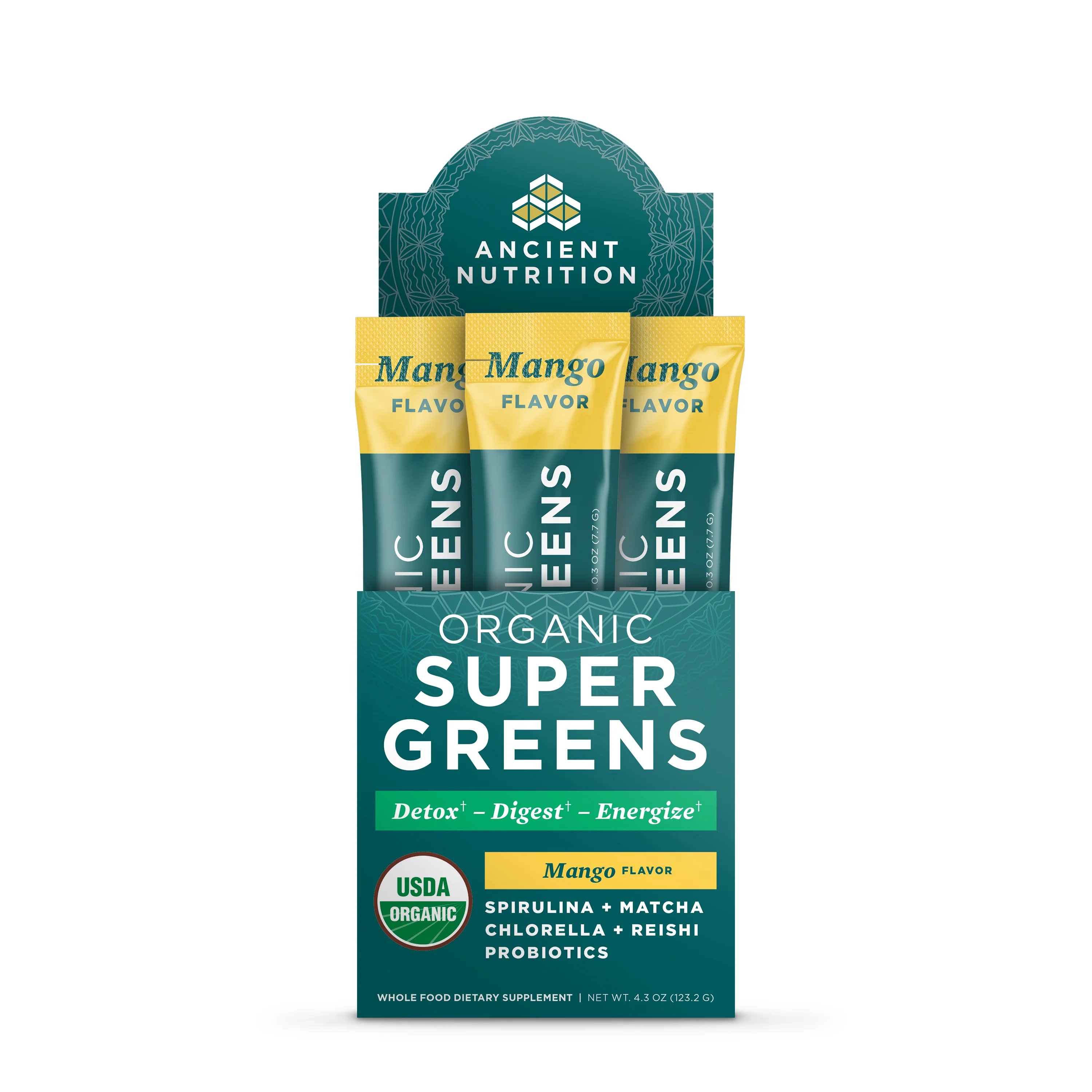 Smooth Ancient Nutrition Organic Super Greens Powder Packets Elite
