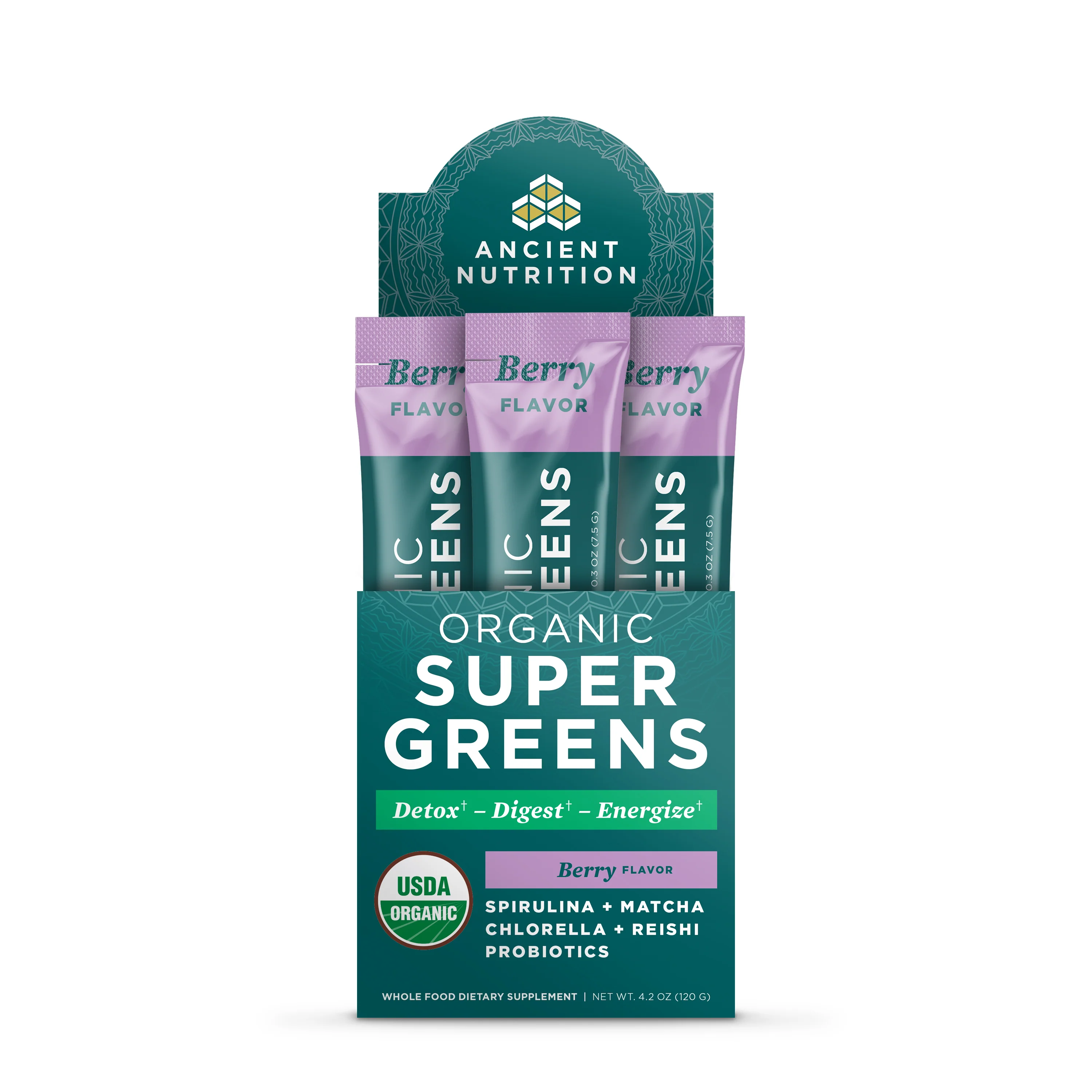 Exclusive Ancient Nutrition Organic Super Greens Powder Packets Durable