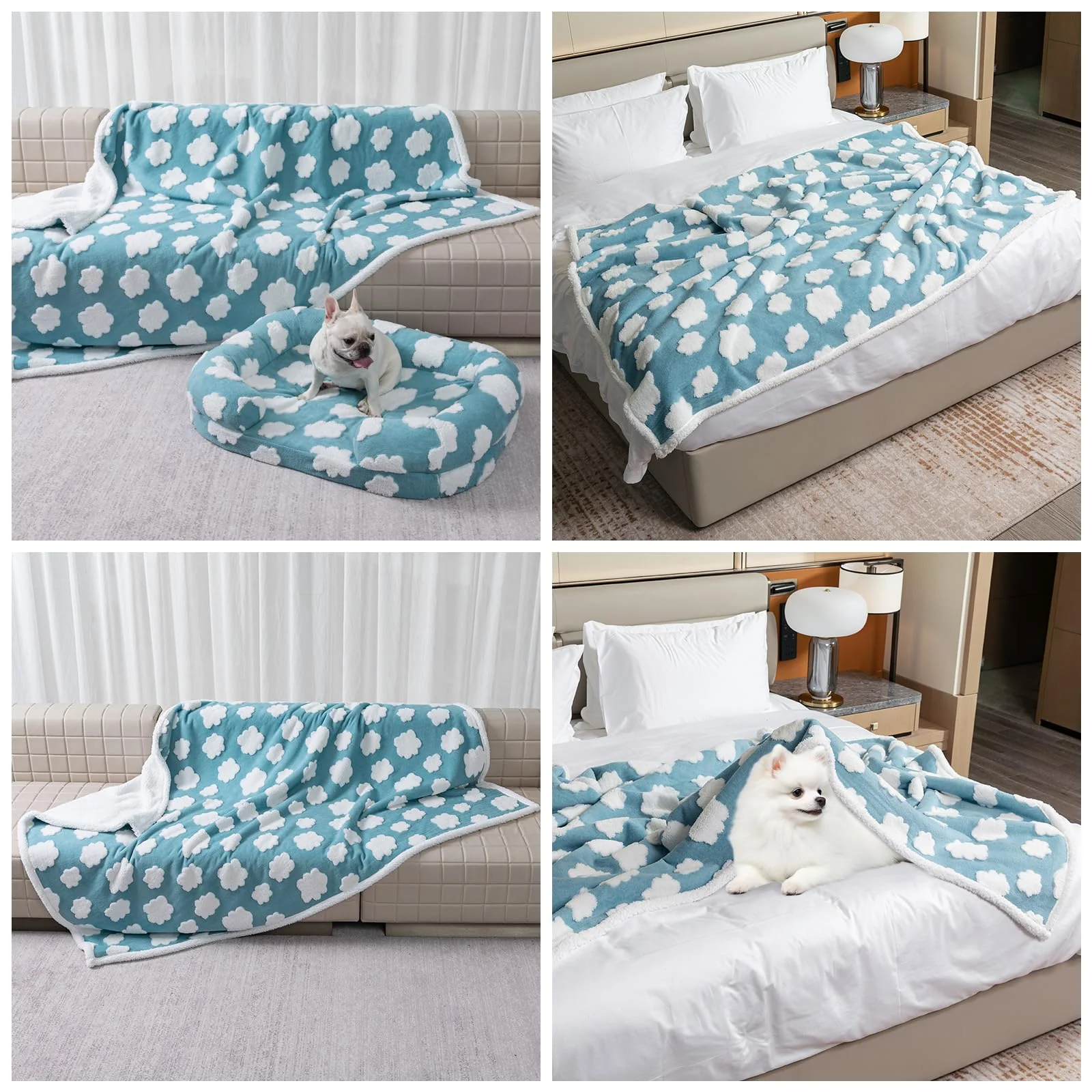 Powerful Maidewow Blue Waterproof Pet Blanket Reversible Jacquard Sherpa Couch Bed Covers Smooth